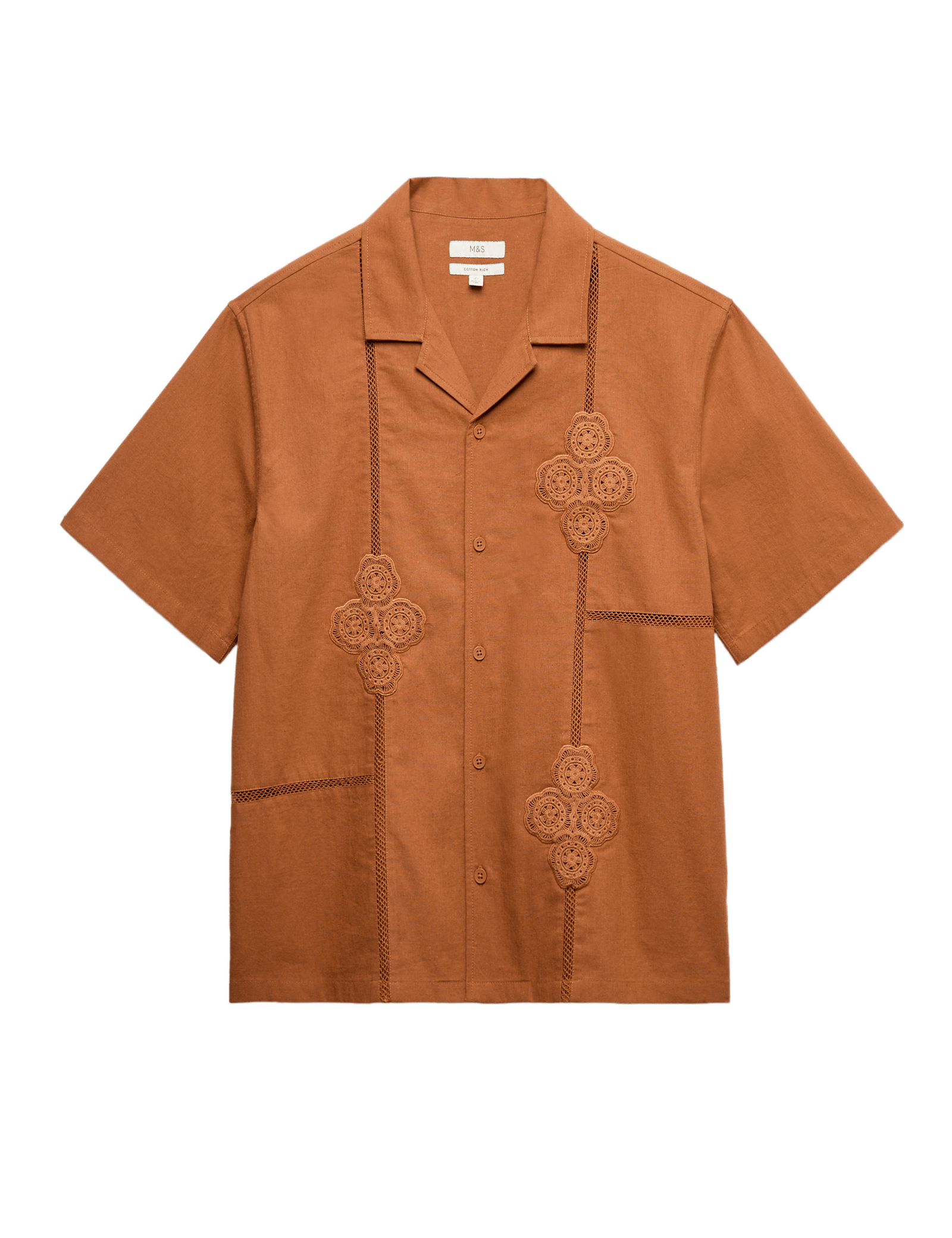 Relaxed Fit Cotton Rich Embroidered Short Sleeve Shirt - image 3