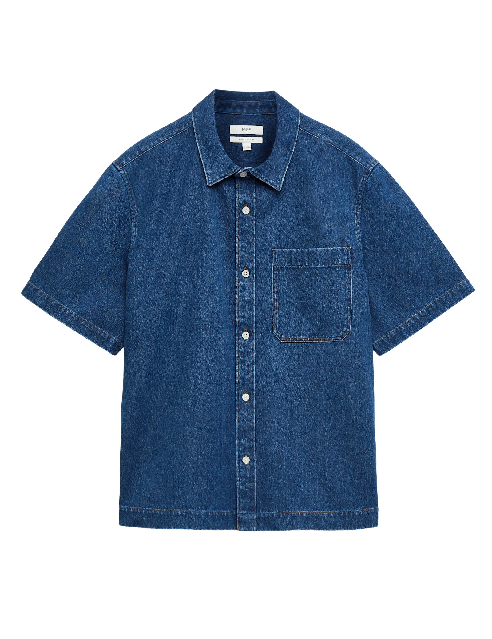 Pure Cotton Denim Short Sleeve Shirt - image 3