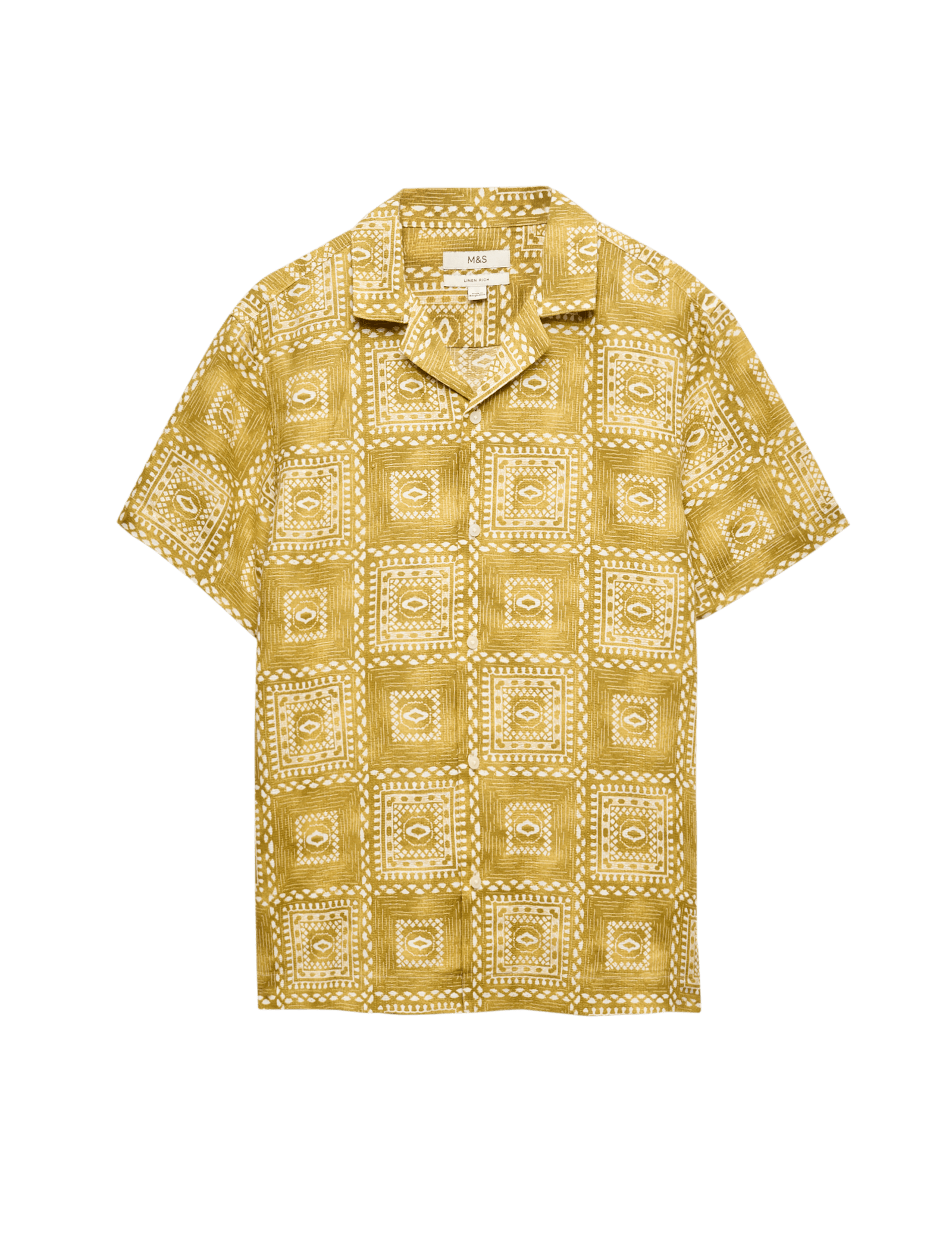 Linen Rich Abstract Tile Print Shirt - image 3