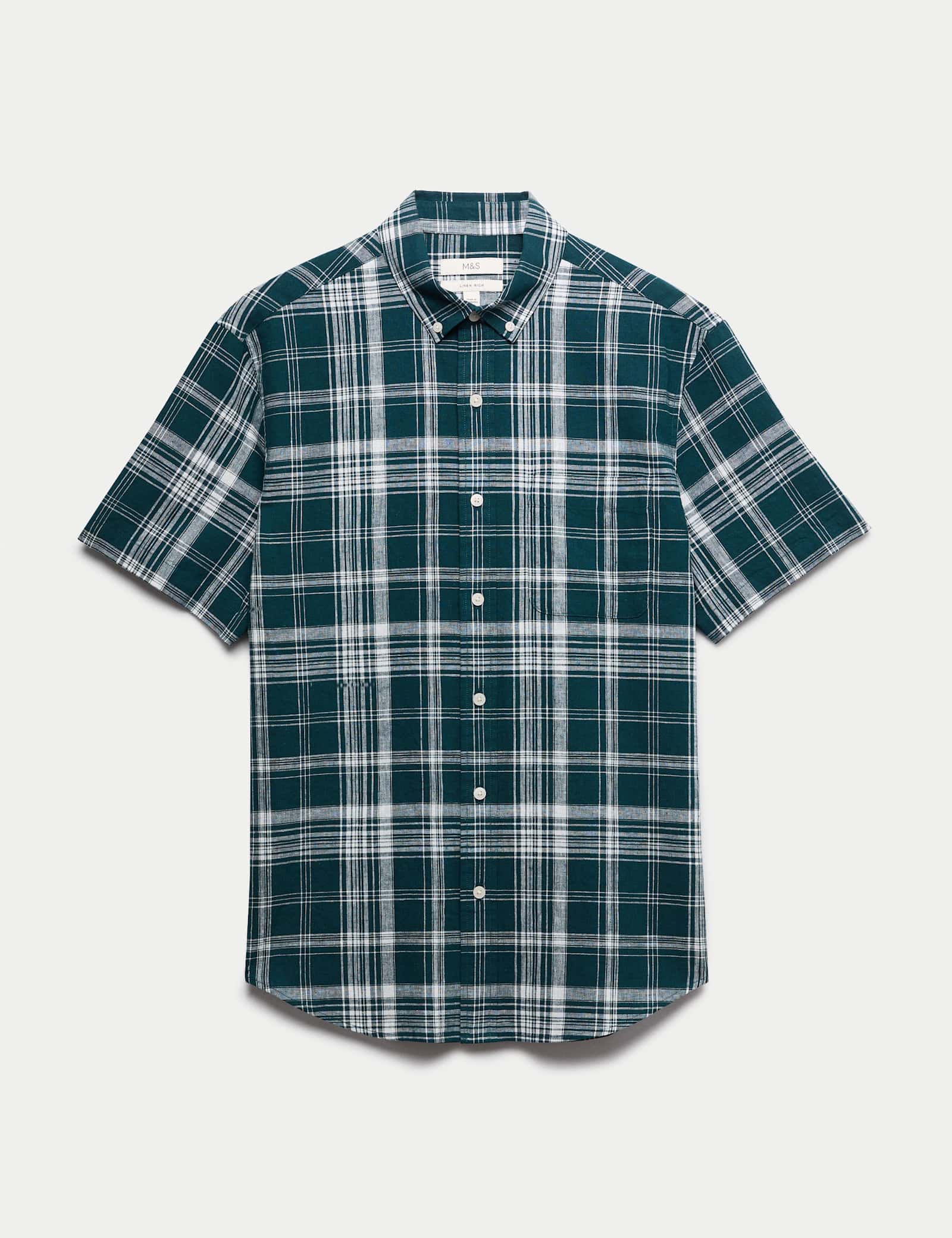 Cotton Linen Blend Check Short Sleeve Shirt - image 2