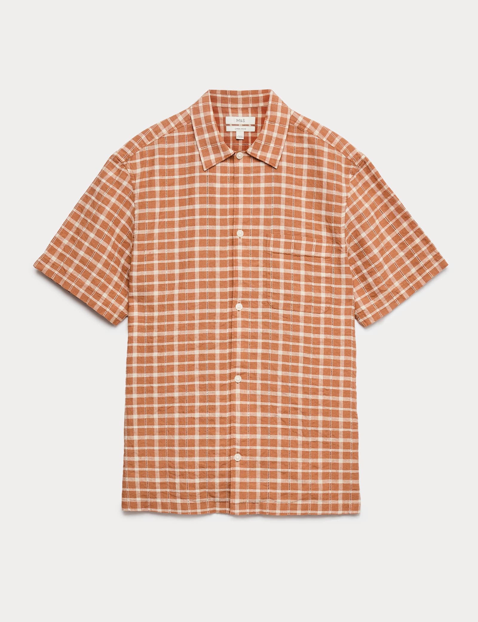 Linen Rich Check Short Sleeve Shirt - image 1