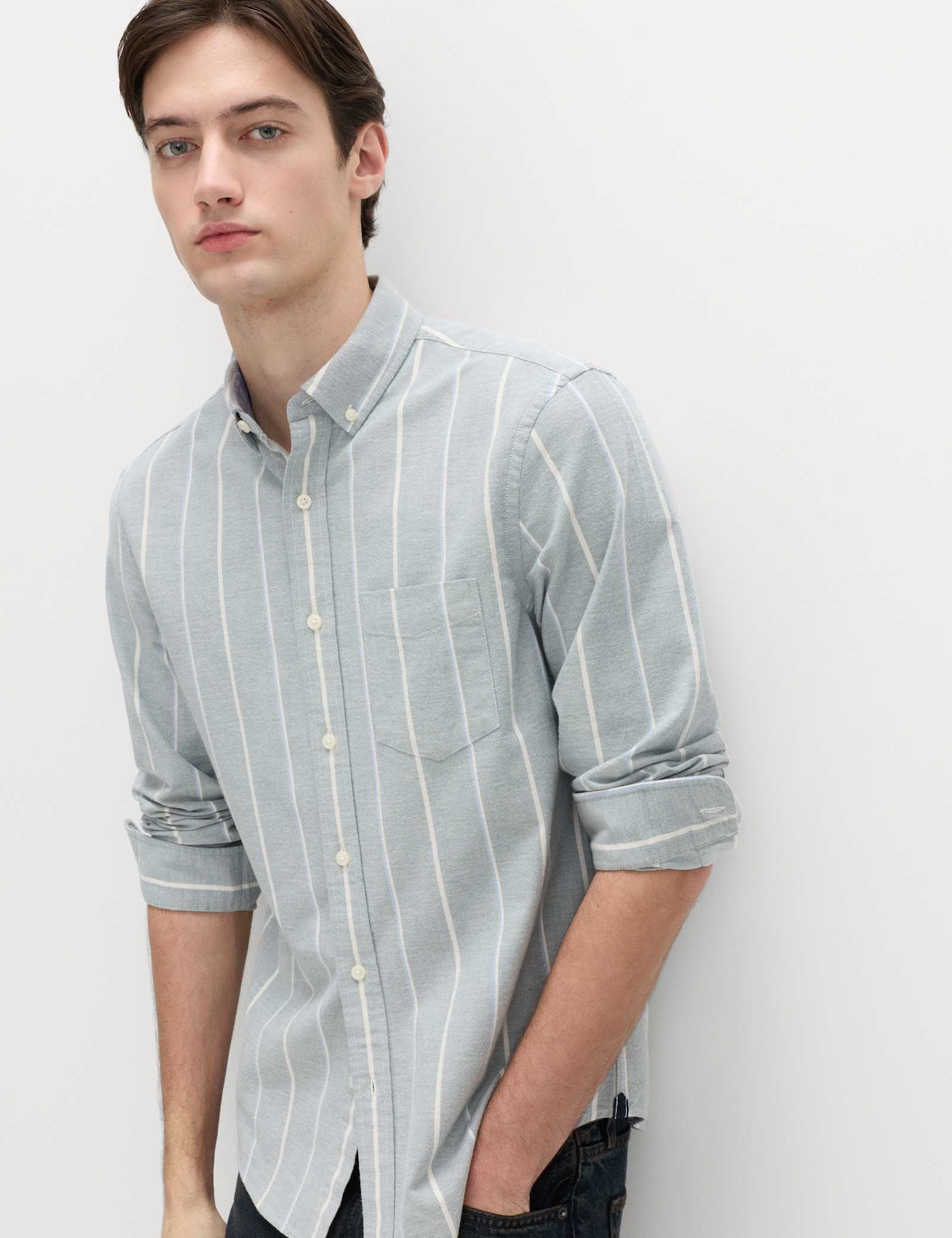 Cotton Rich Striped Oxford Shirt - image 3