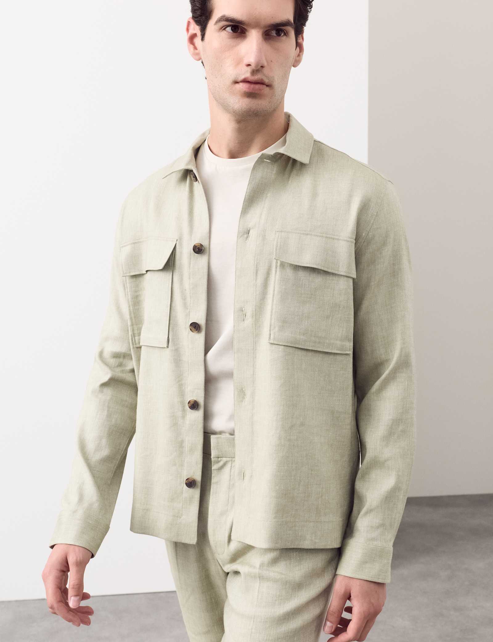Linen Blend Twill Performance Overshirt - image 4