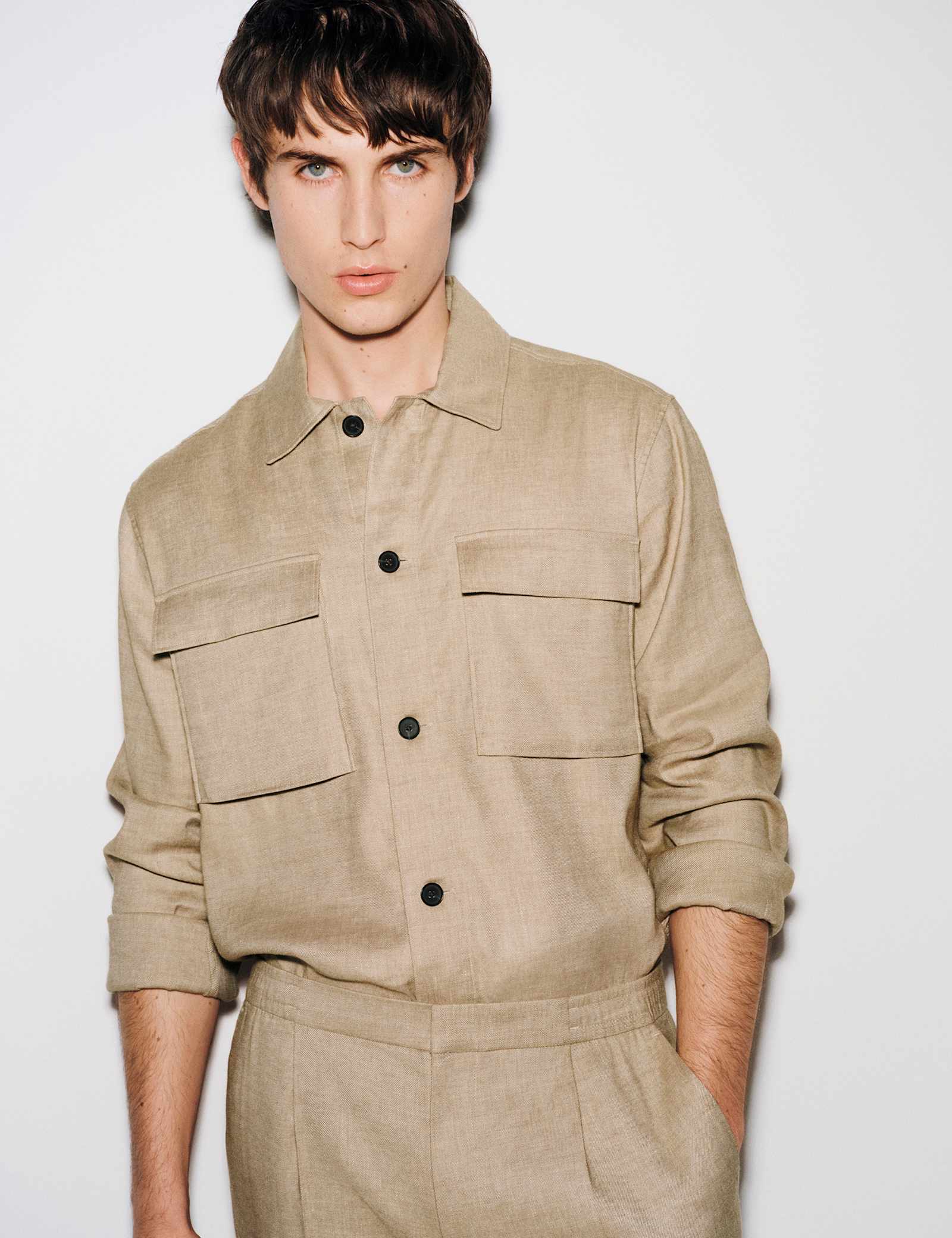 Linen Blend Twill Performance Overshirt - image 3