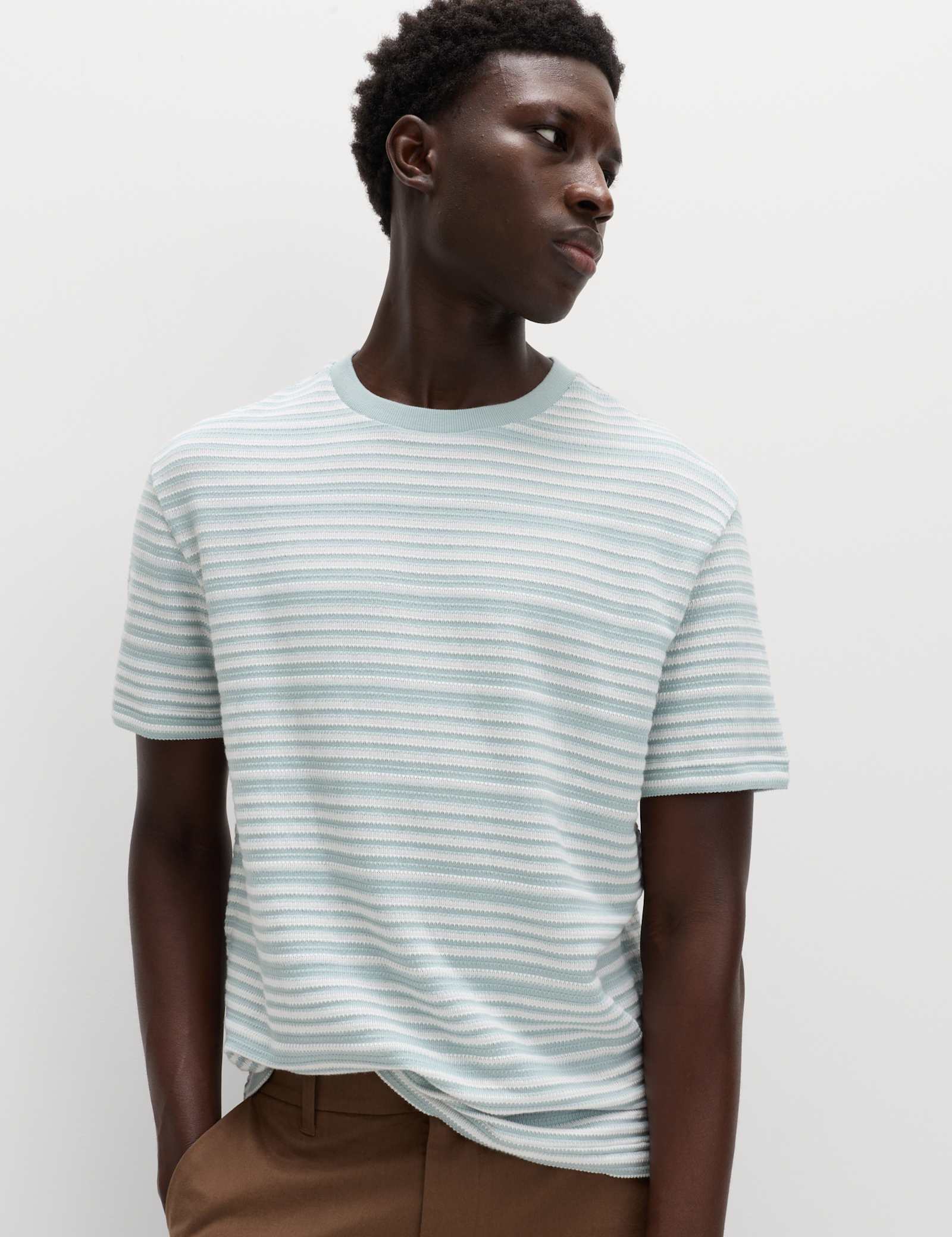 Relaxed Fit Cotton Rich Textured Striped T-Shirt - image 3