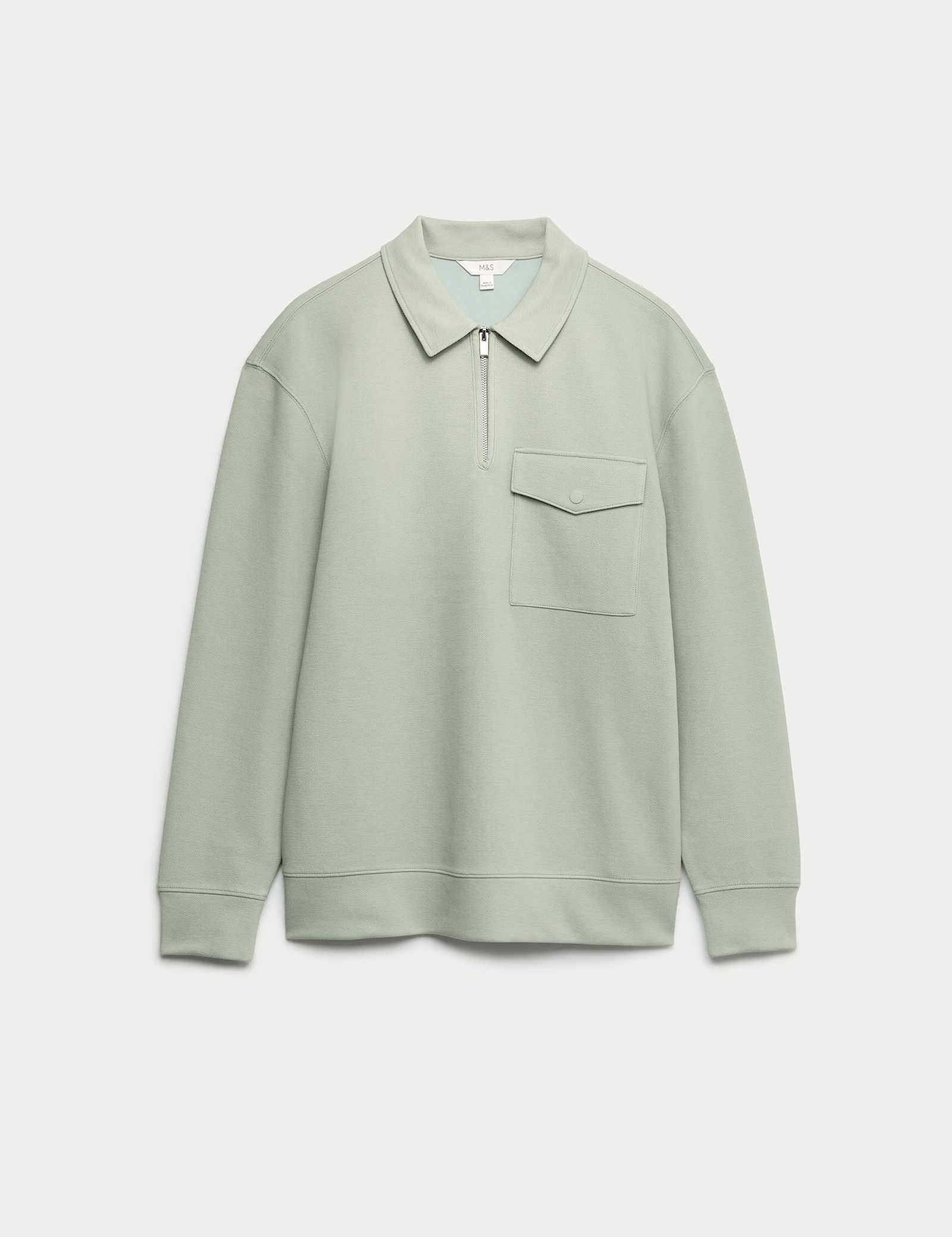 Cotton Blend Pique Half Zip Top - image 3