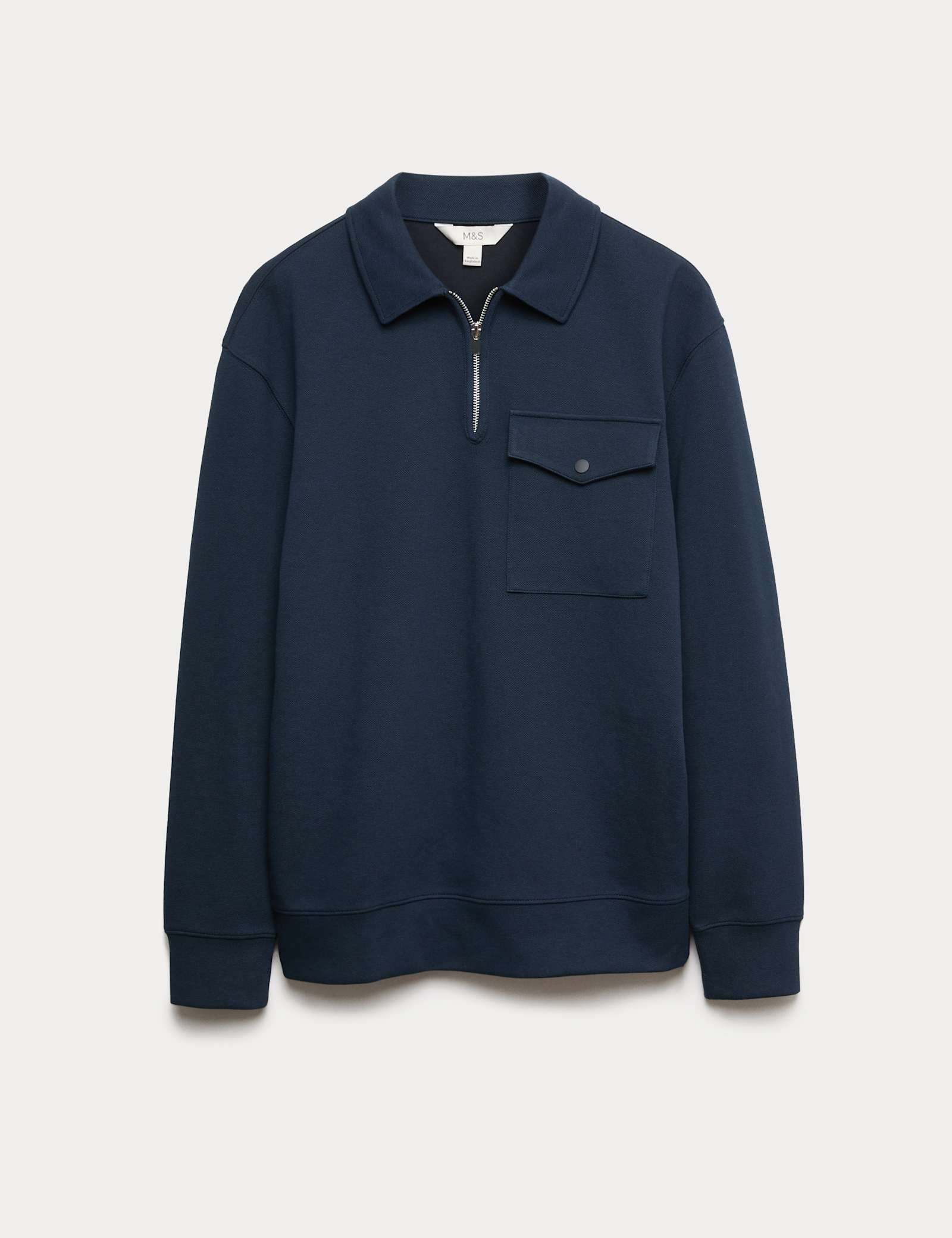 Cotton Blend Pique Half Zip Top - image 2