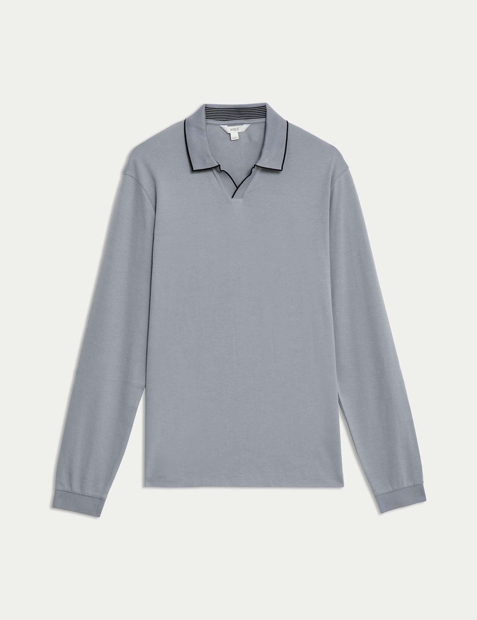 Pure Cotton Tipped Long Sleeve Polo Shirt - image 2