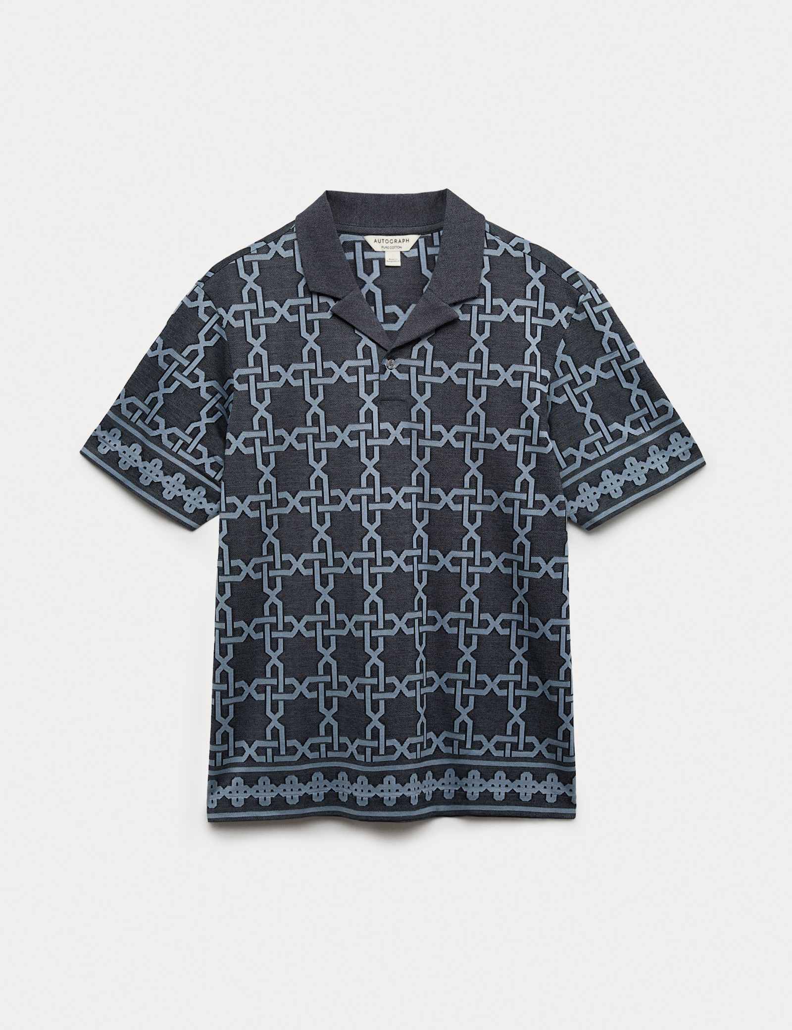 Pure Cotton AOP Geo Revere Jacquard Polo - image 2