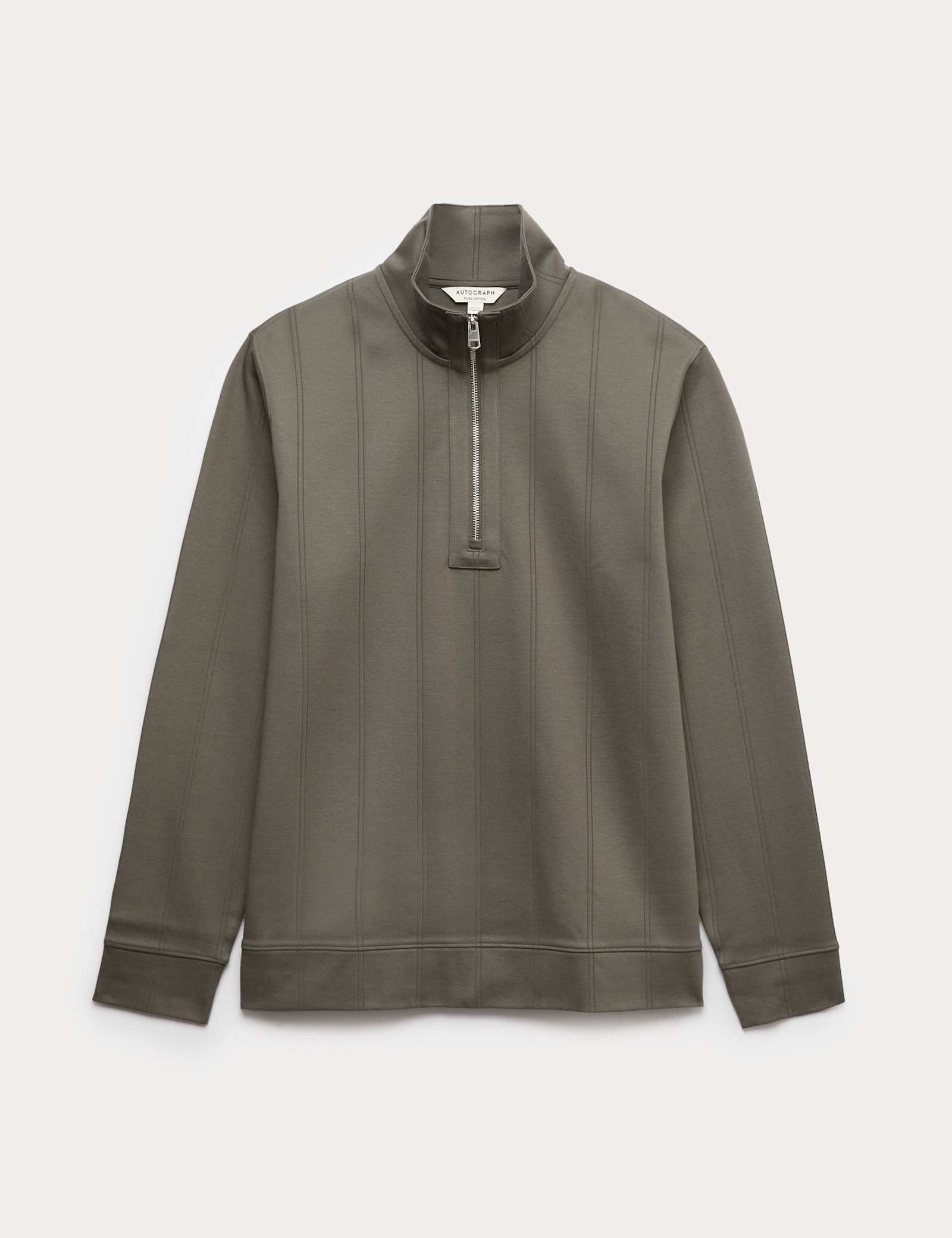 Pure Cotton Textured Striped Half Zip Jacket - image 1