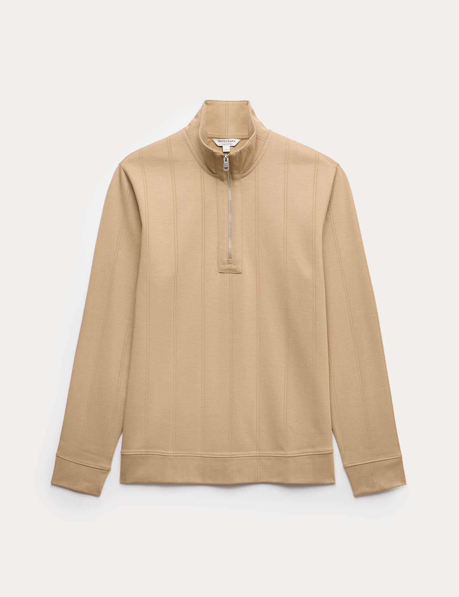 Pure Cotton Textured Striped Half Zip Jacket - image 2