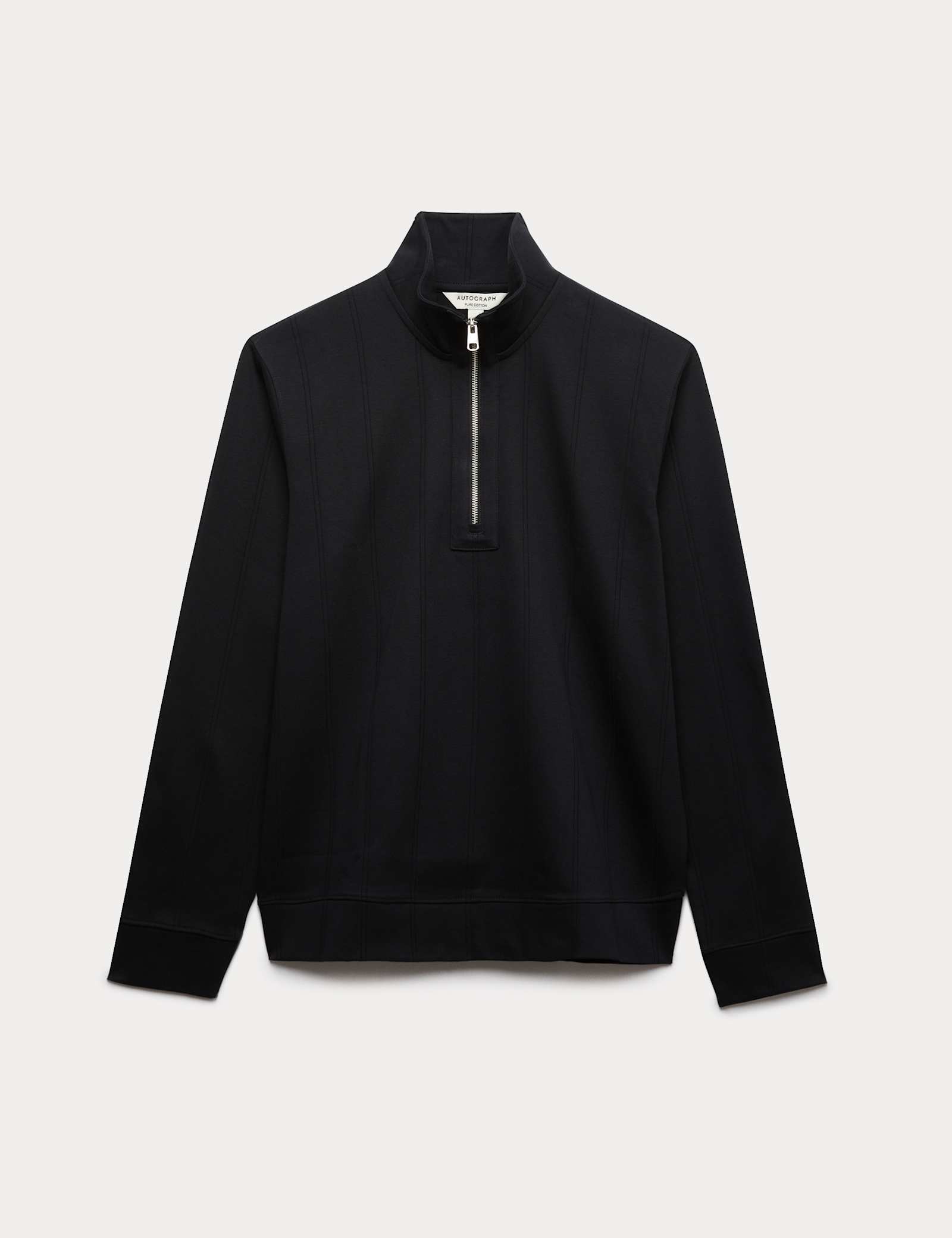Pure Cotton Textured Striped Half Zip Jacket - image 3