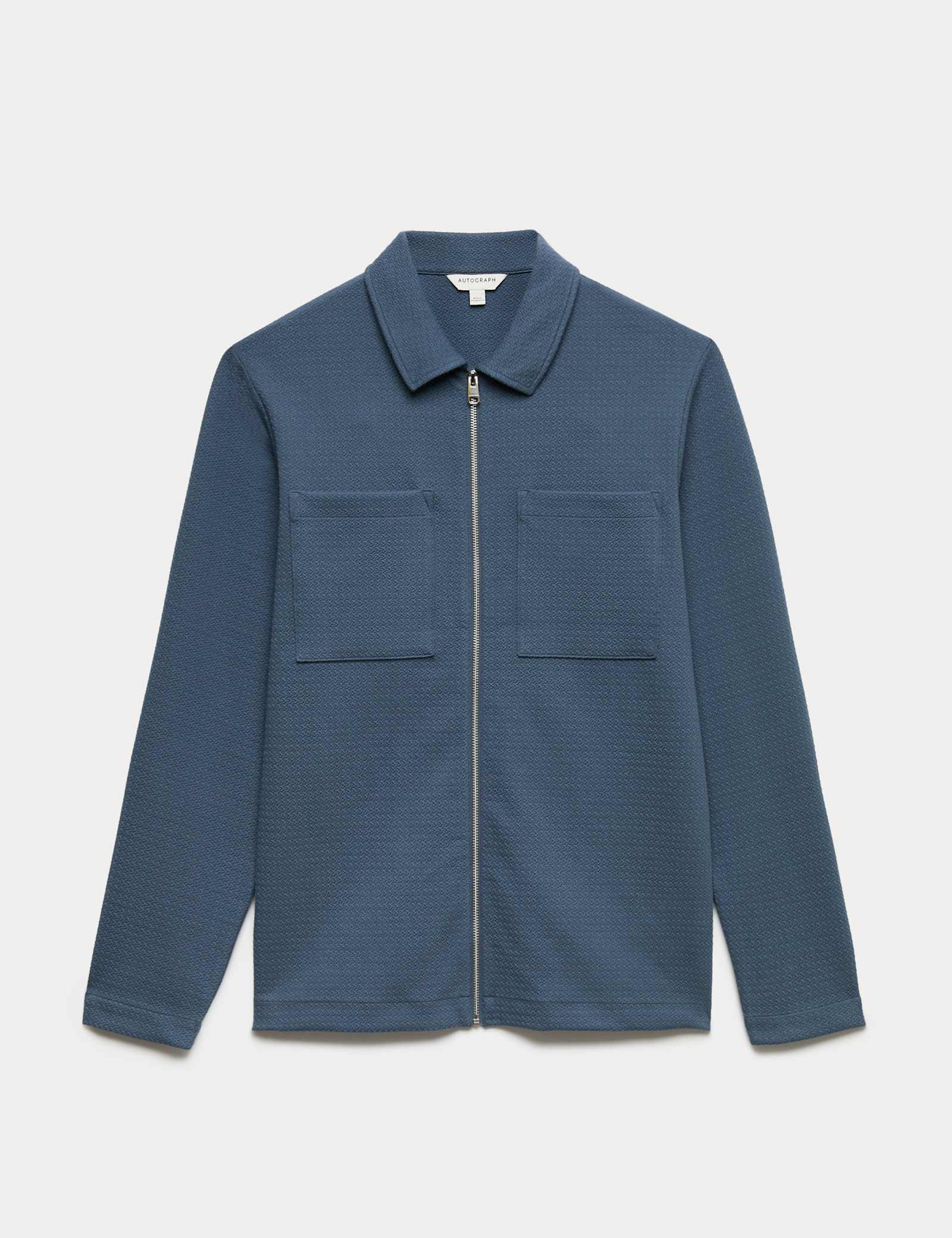 Cotton Blend Zip Up Textured Jacket - image 2