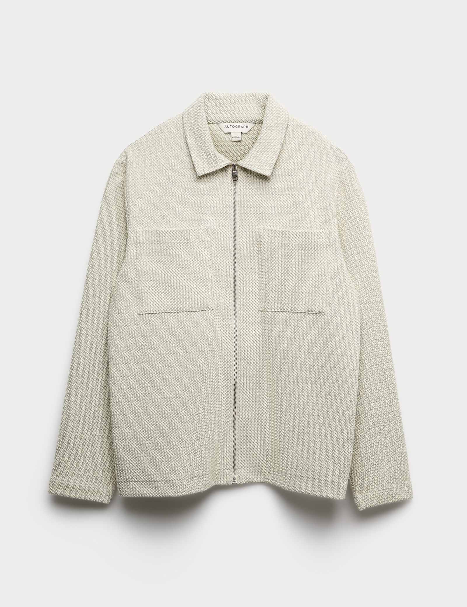 Cotton Blend Zip Up Textured Jacket - image 1
