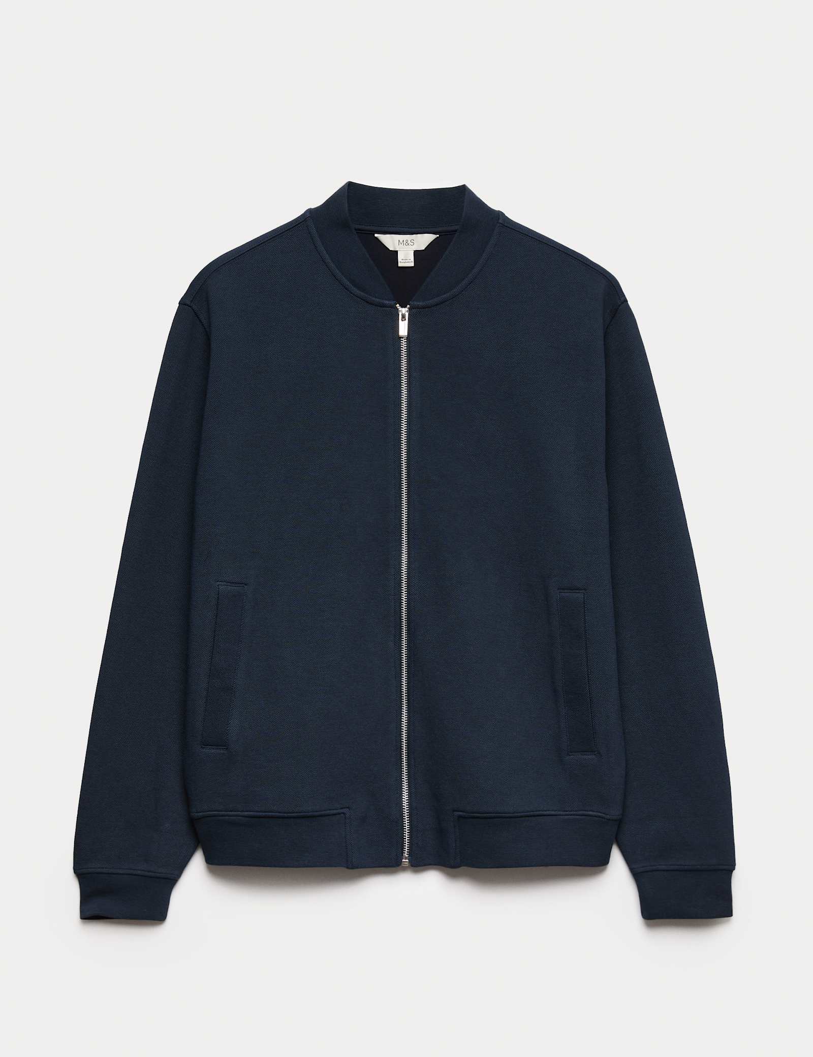 Cotton Blend Pique Bomber Jacket - image 1
