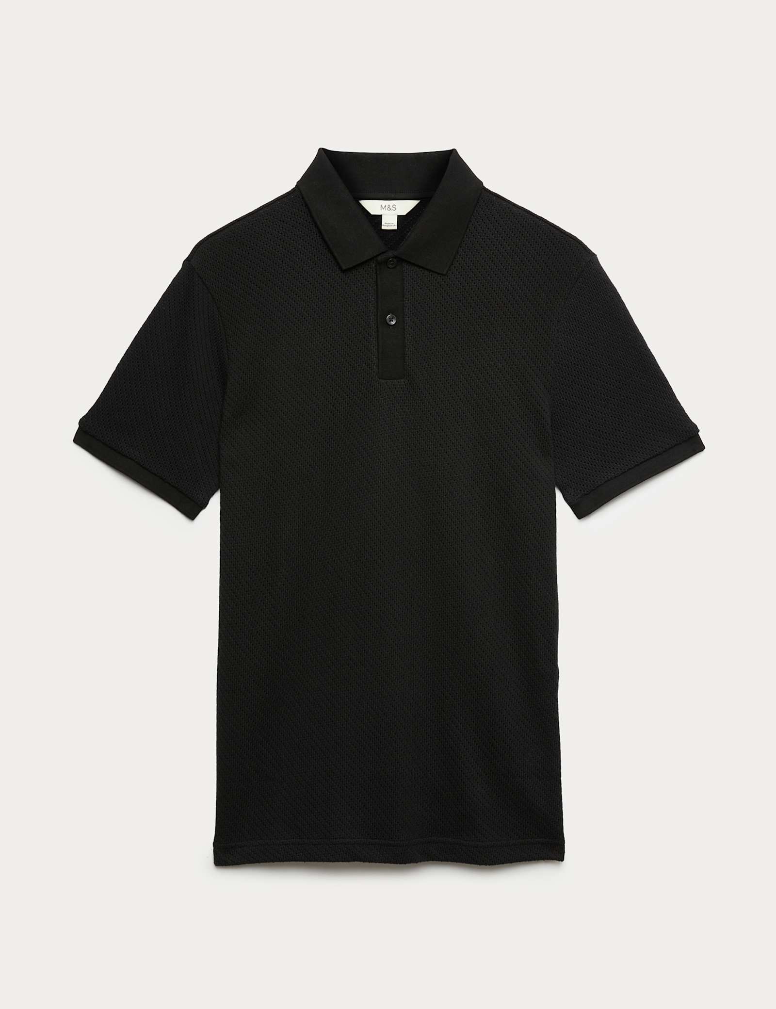 Cotton Rich Textured Knitted Polo Shirt - image 1