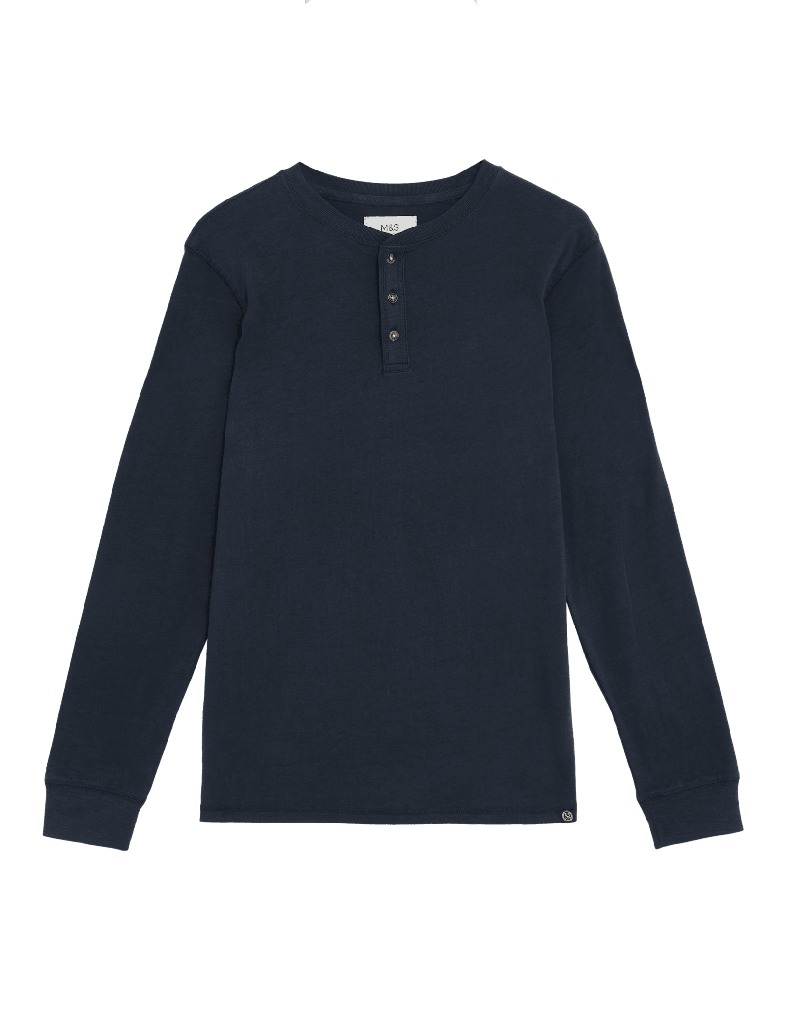 Brushed Cotton Crew Neck Henley T-Shirt - image 2
