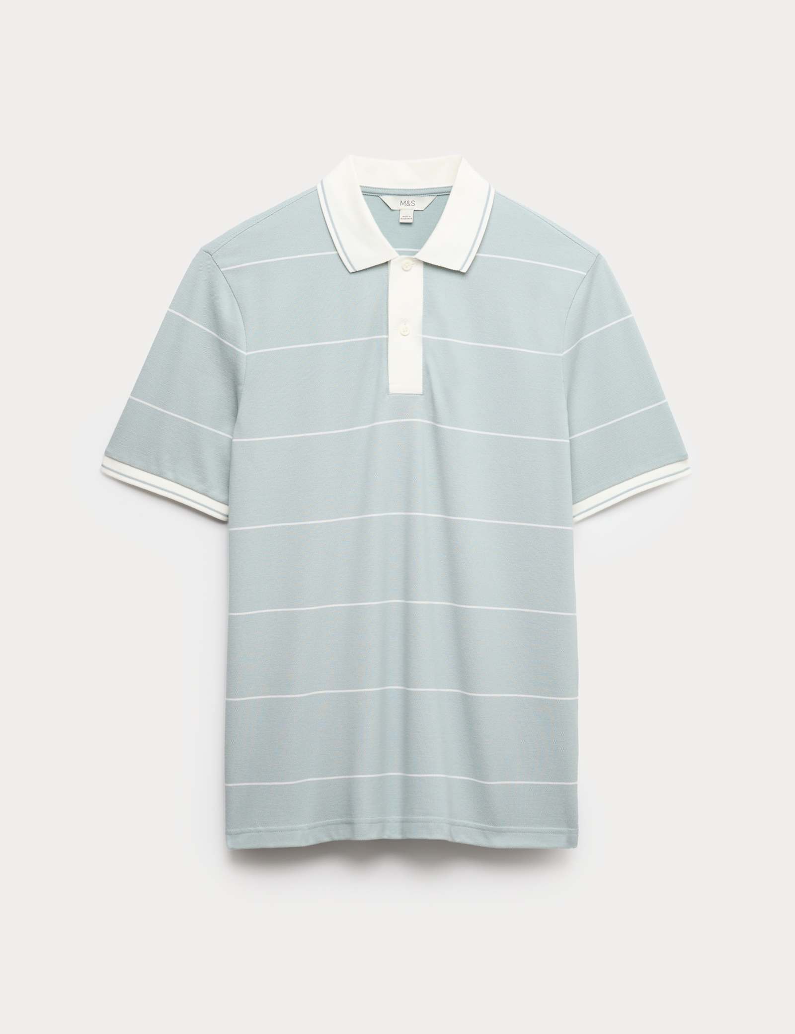 Pure Cotton Pique Striped Polo Shirt - image 1