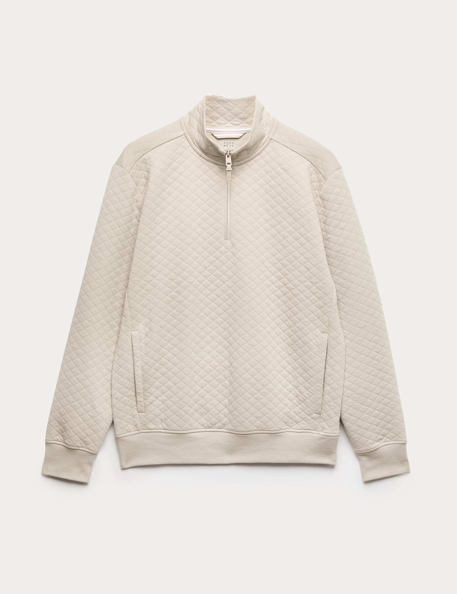 Cotton Blend Quilted Funnel Neck Sweatshirt - image 2