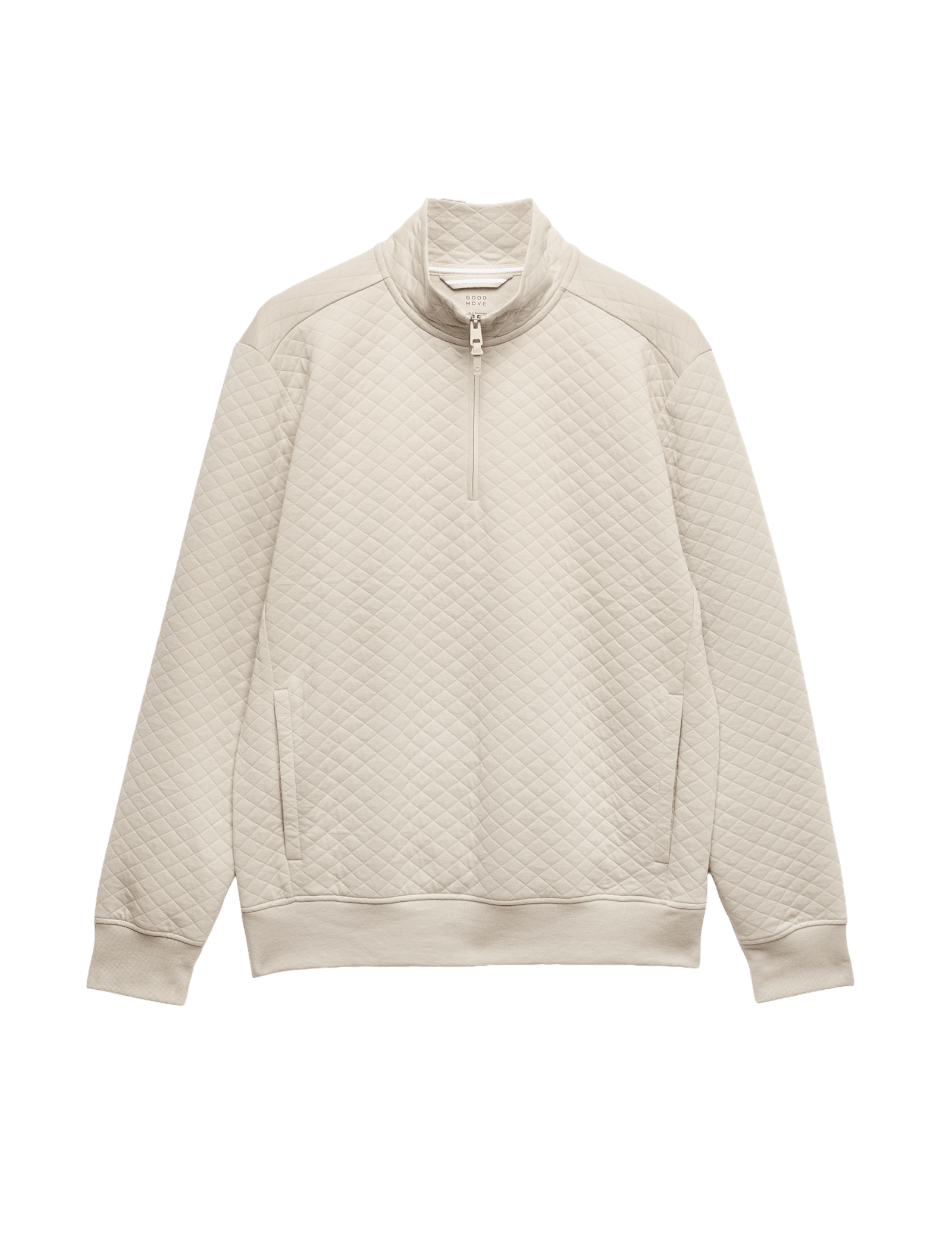Cotton Blend Quilted Funnel Neck Sweatshirt - image 5