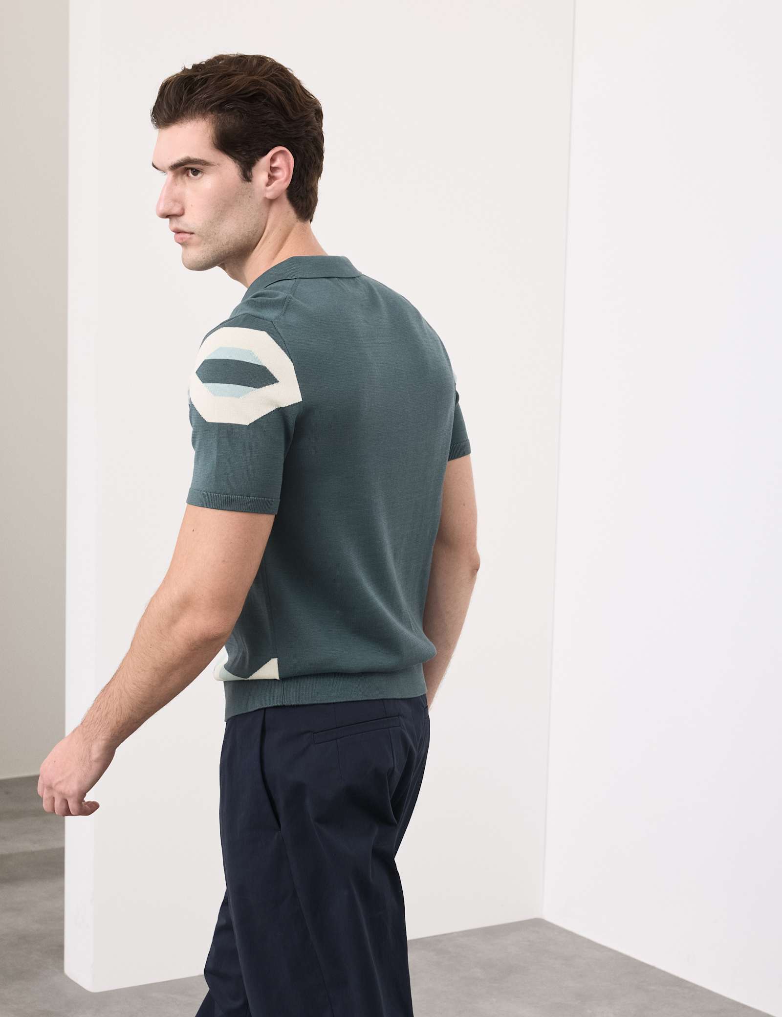 Mercerised Cotton Chain Print Knit Polo - image 5