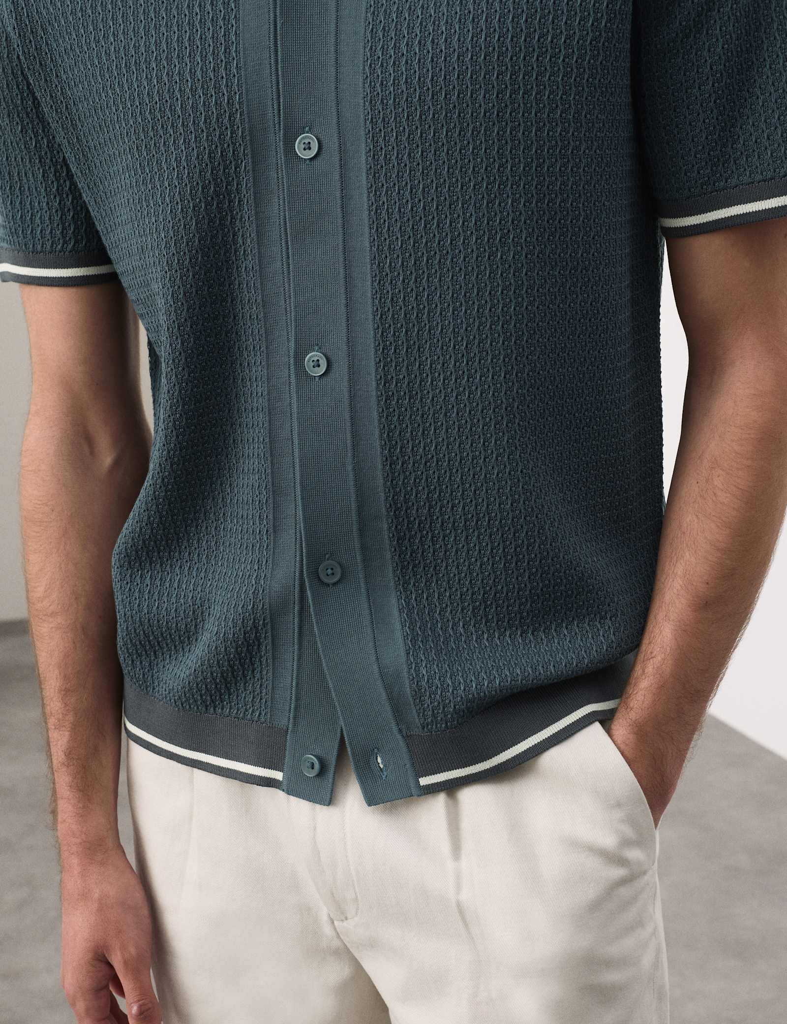 Tipped Button Through Revere Polo Shirt - image 4