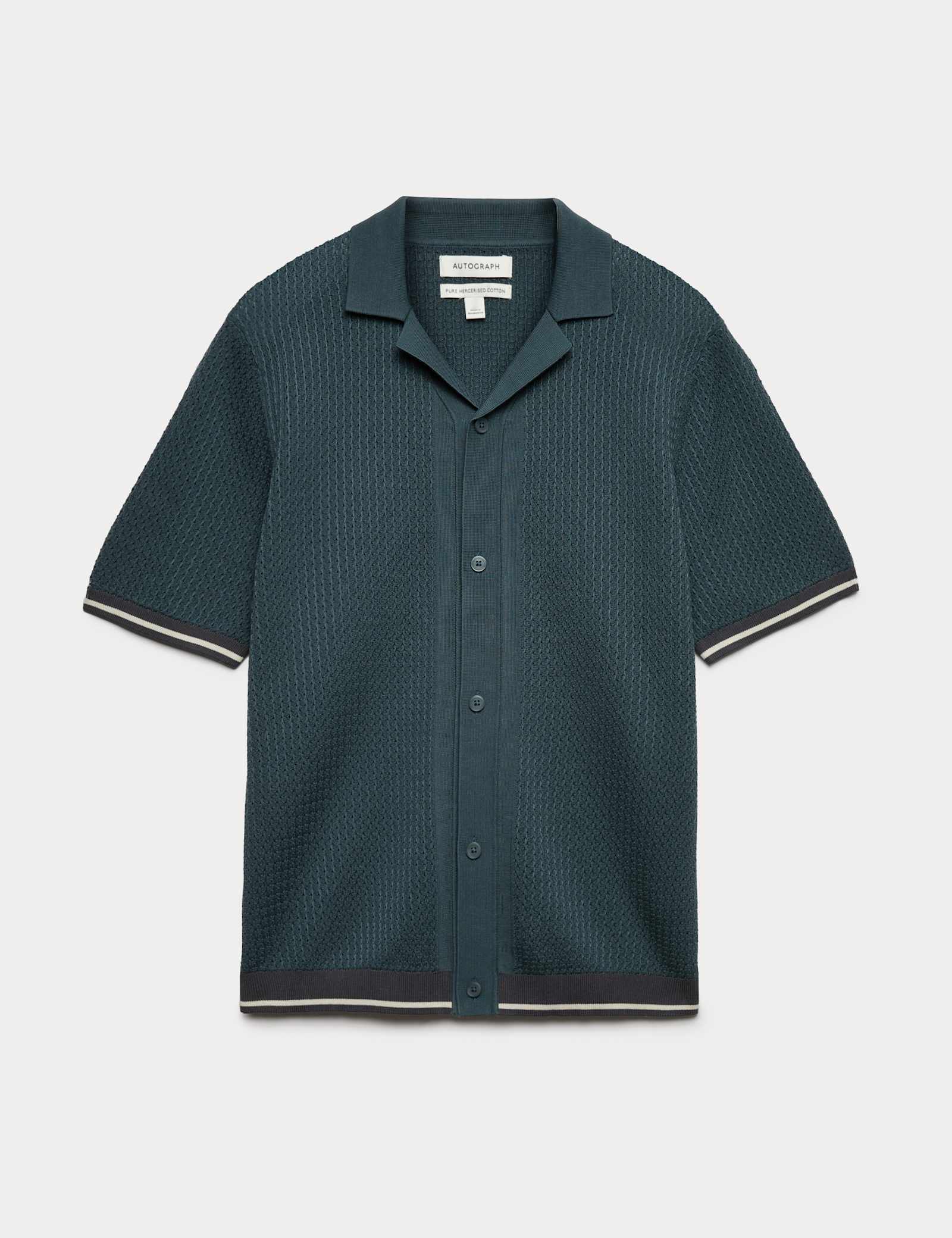 Tipped Button Through Revere Polo Shirt - image 1