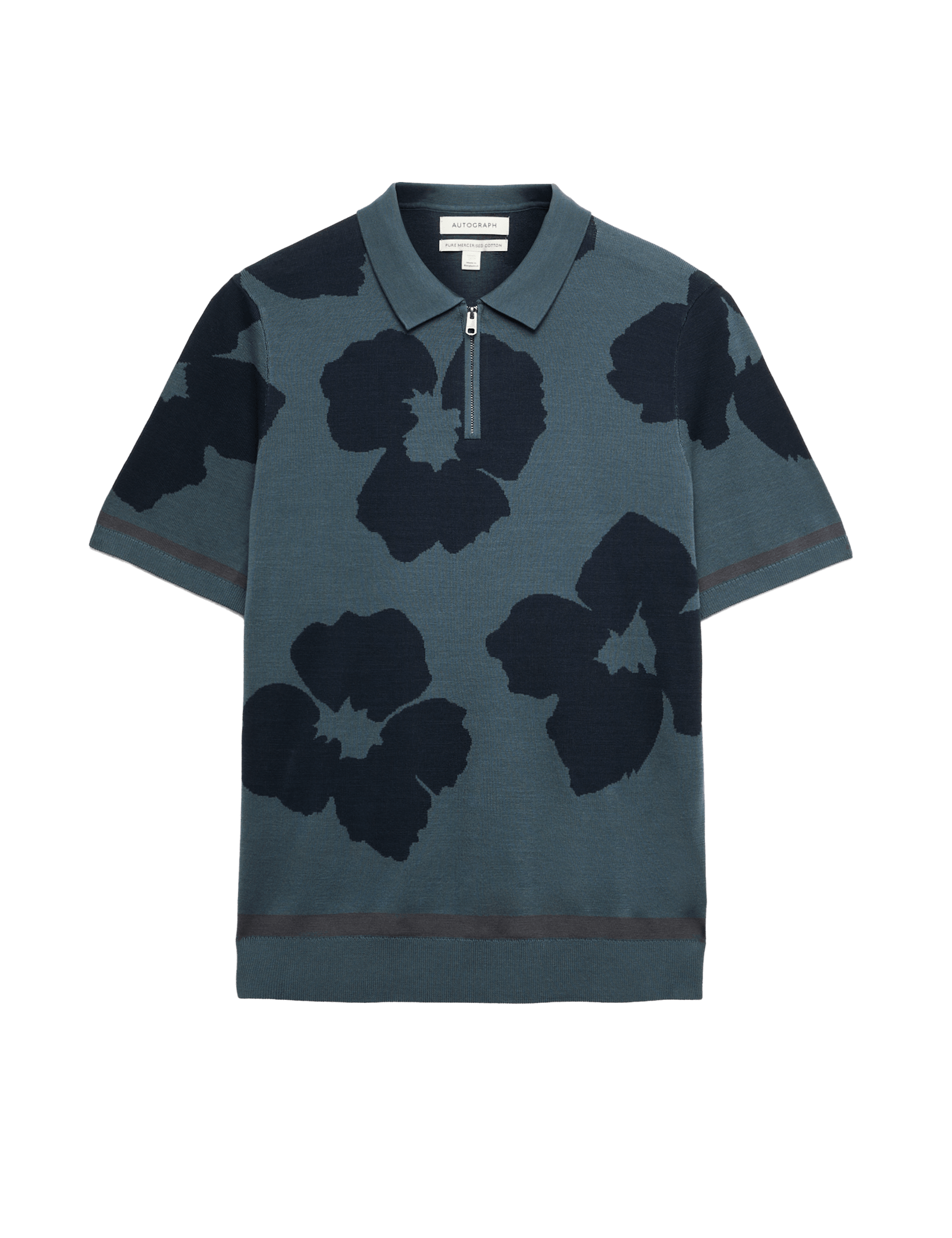 Mercerised Cotton Half Zip Knitted Polo Shirt - image 3