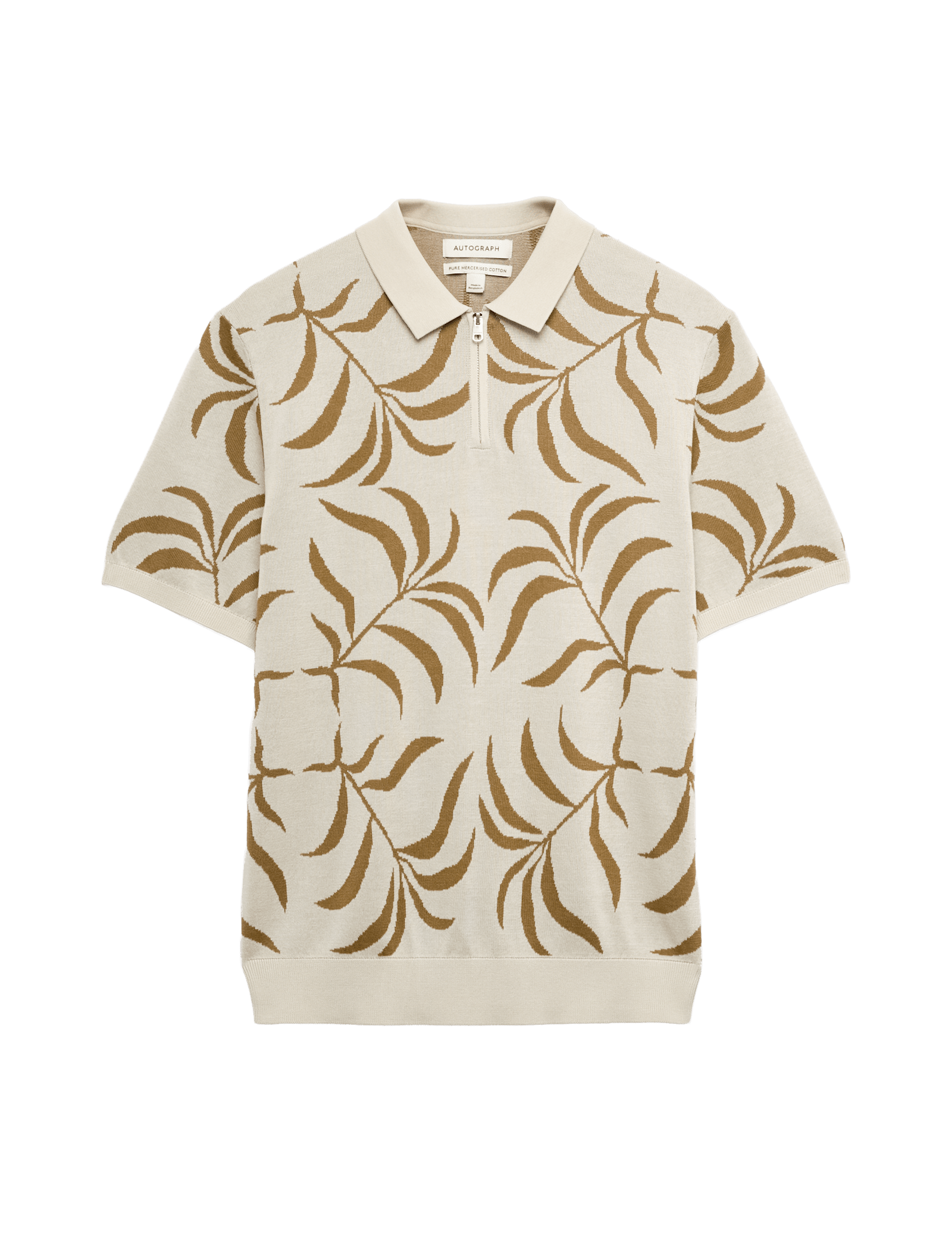 Mercerised Cotton Half Zip Knitted Polo Shirt - image 3