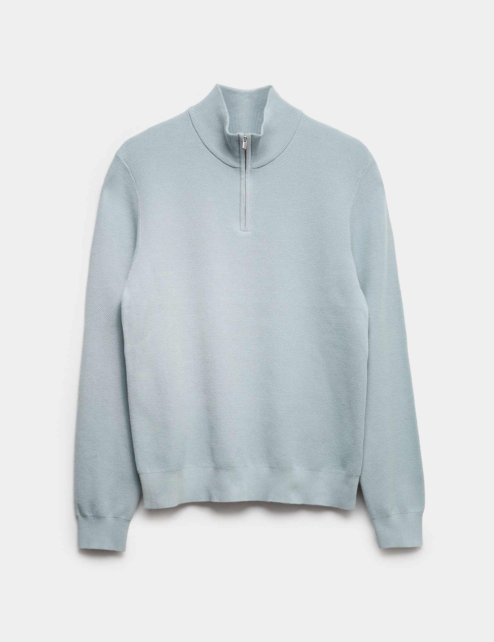 Cotton Rich Textured Half Zip Jumper - image 3