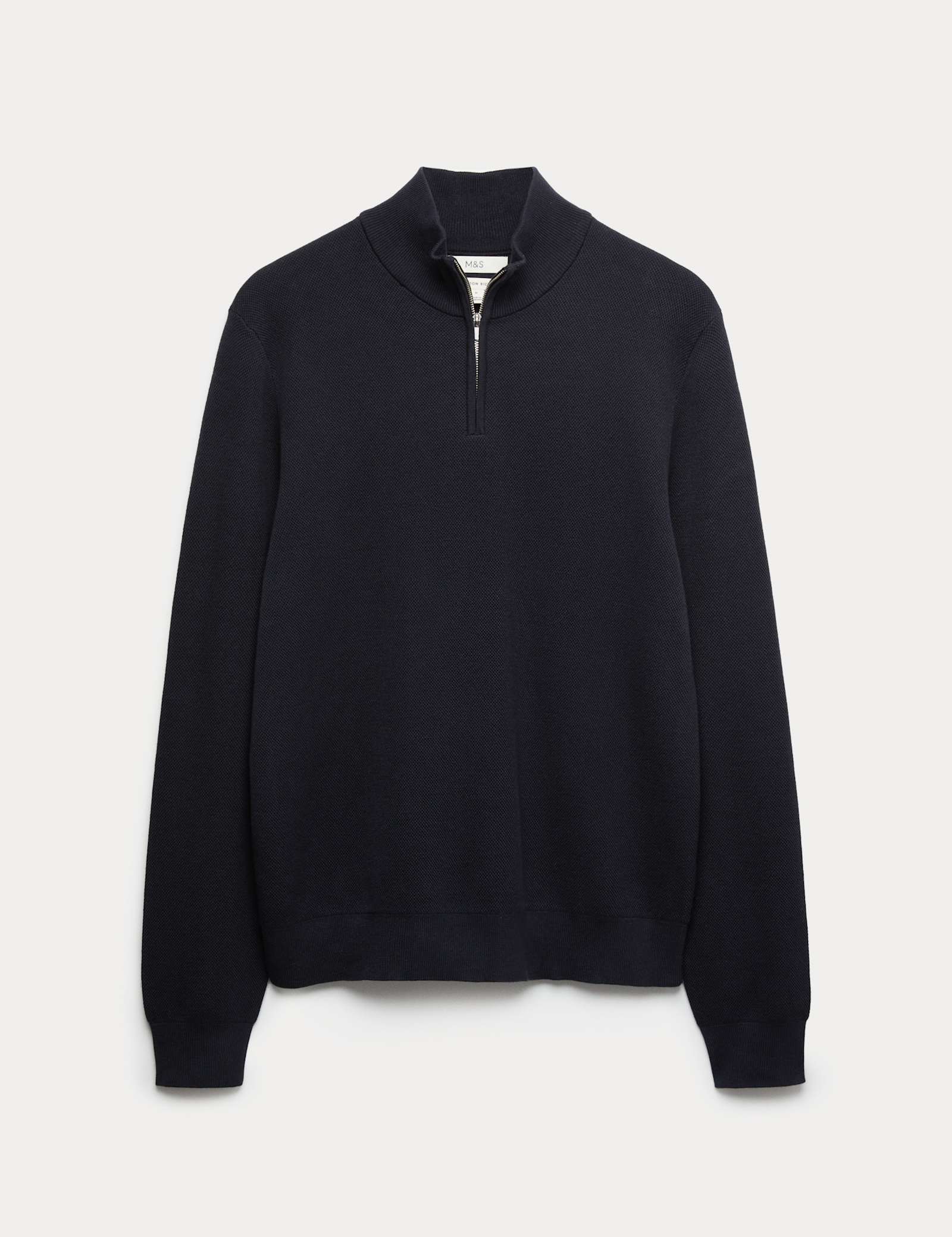 Cotton Rich Textured Half Zip Jumper - image 2