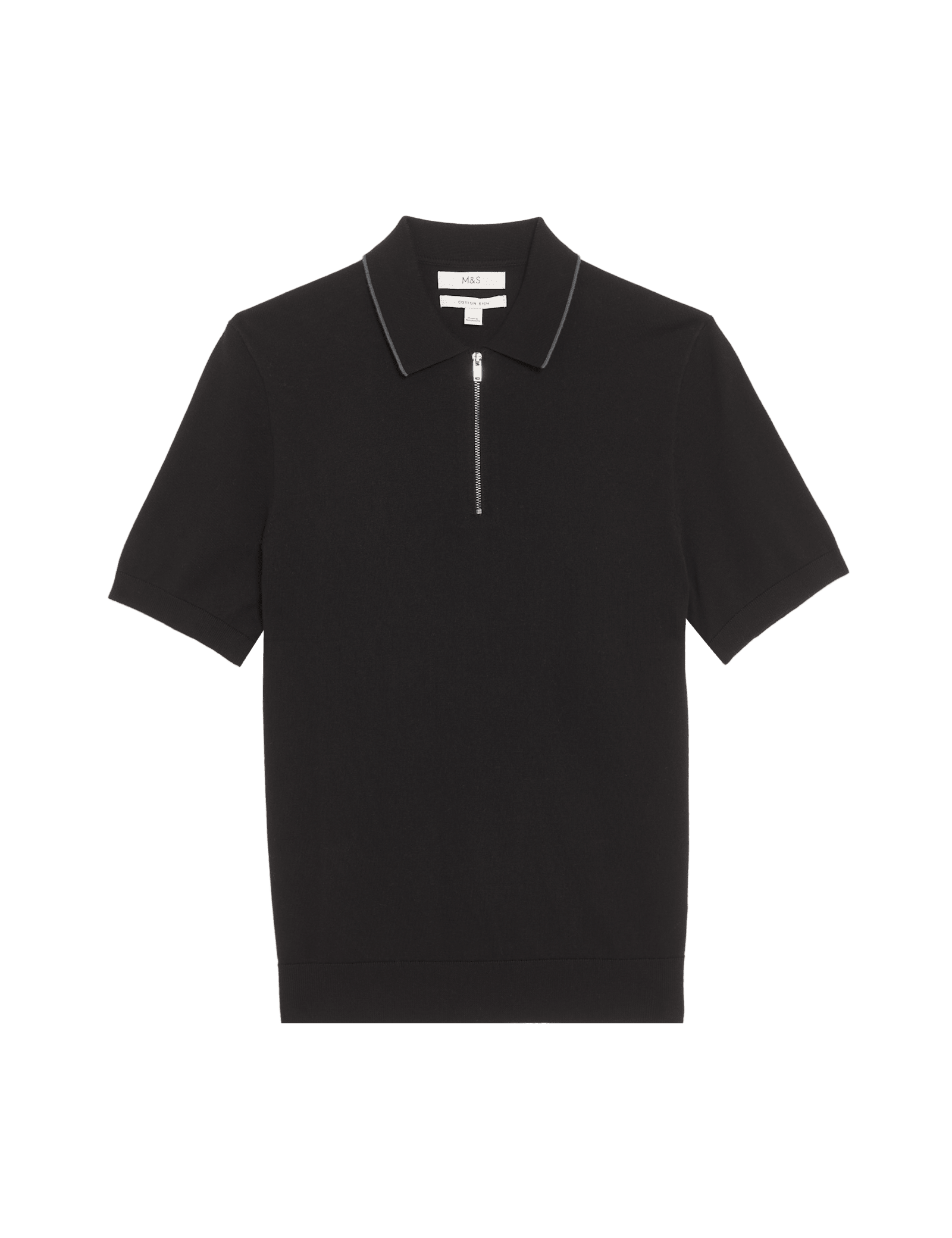 Cotton Rich Half Zip Knitted Polo Shirt - image 2
