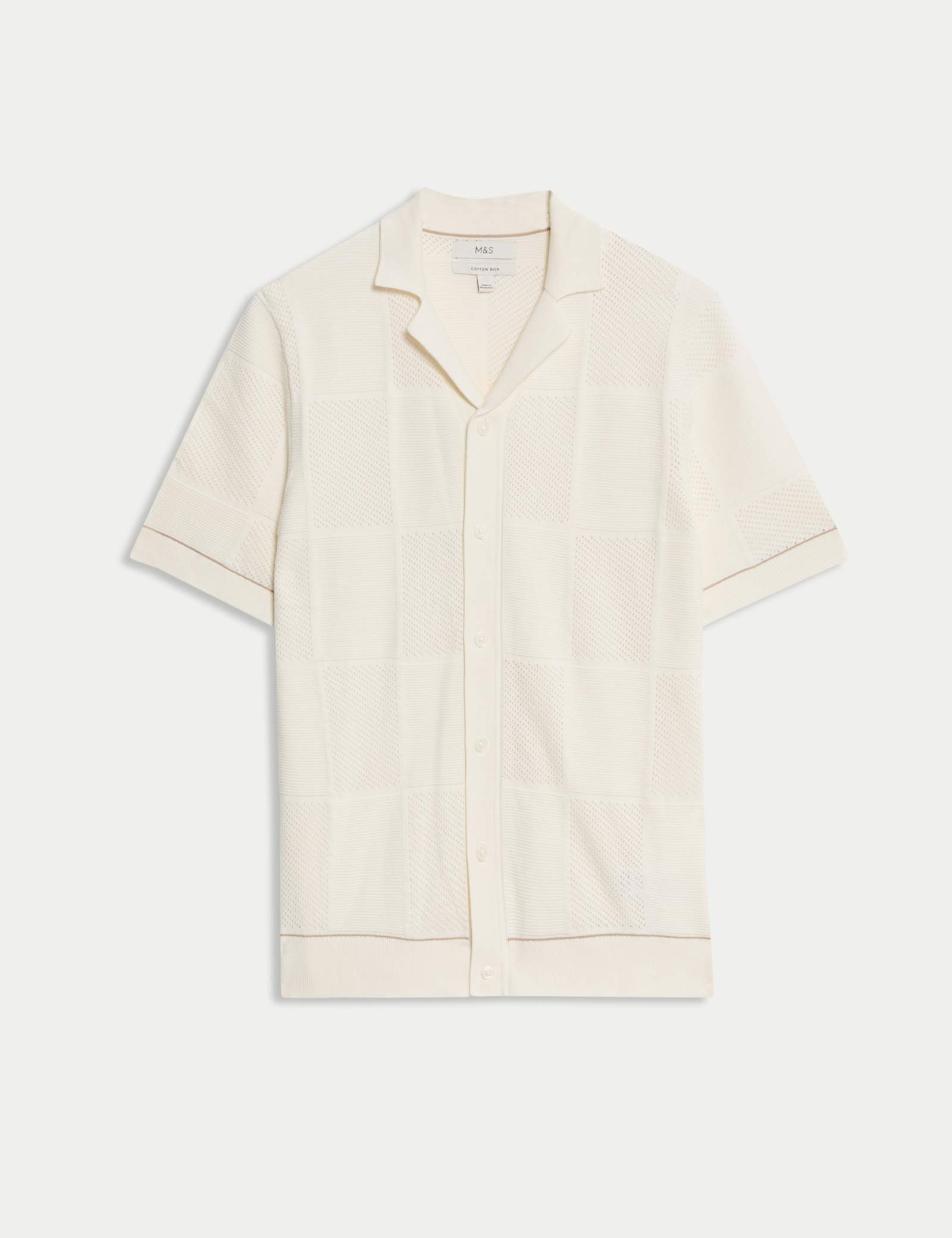 Button-Through Patchwork Knitted Polo Shirt - image 1