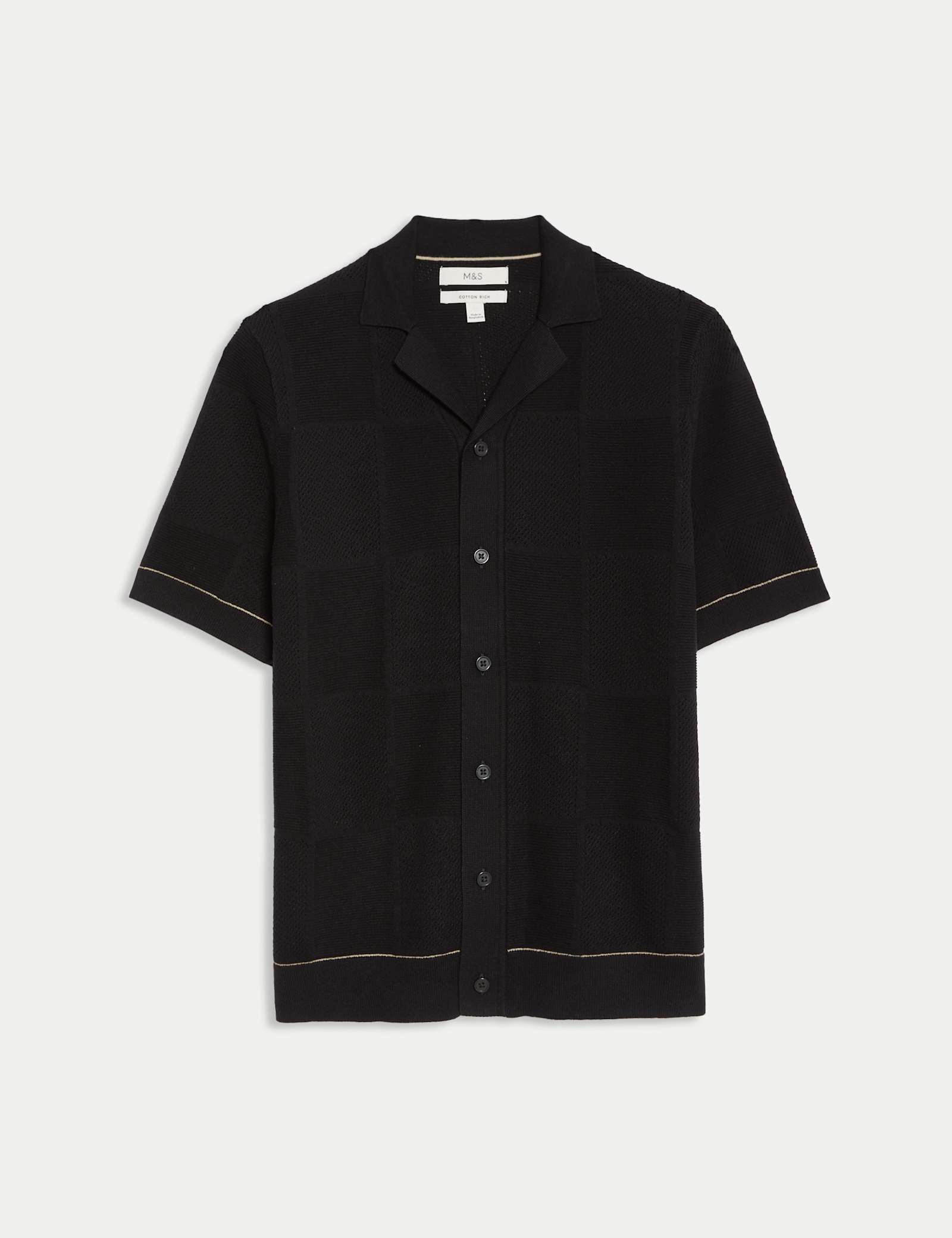 Button-Through Patchwork Knitted Polo Shirt - image 3