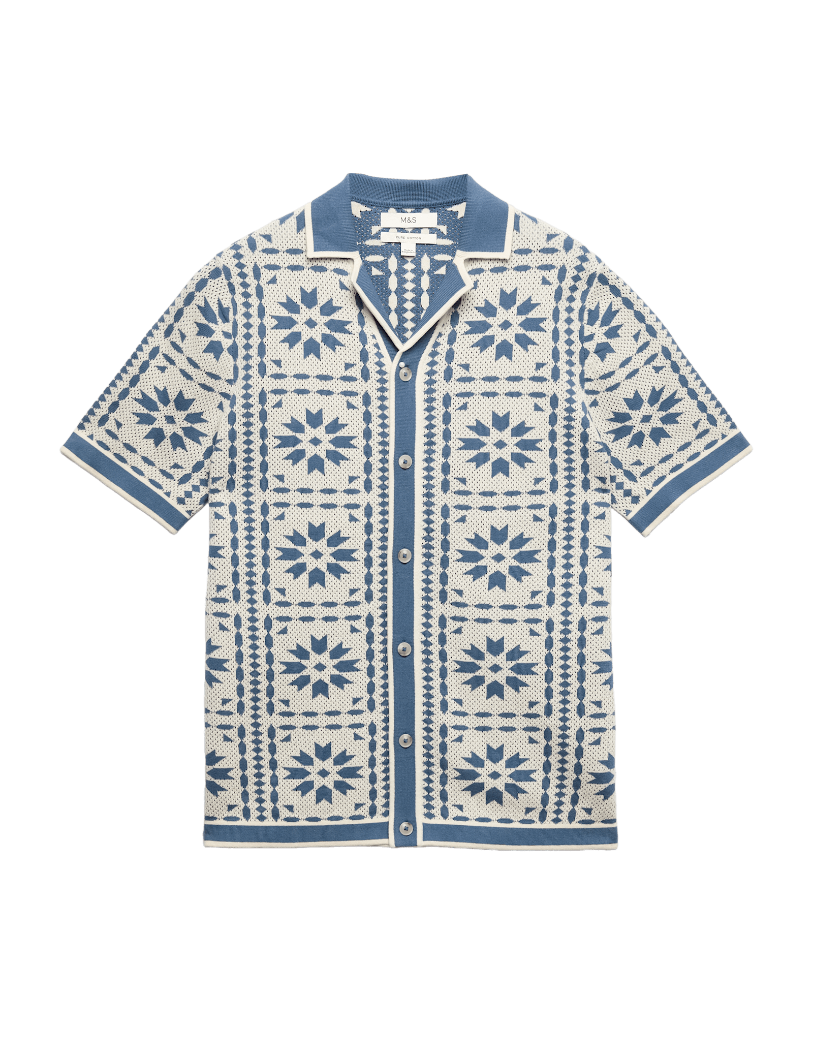 Pure Cotton Mosaic Button-Through Polo Shirt - image 5