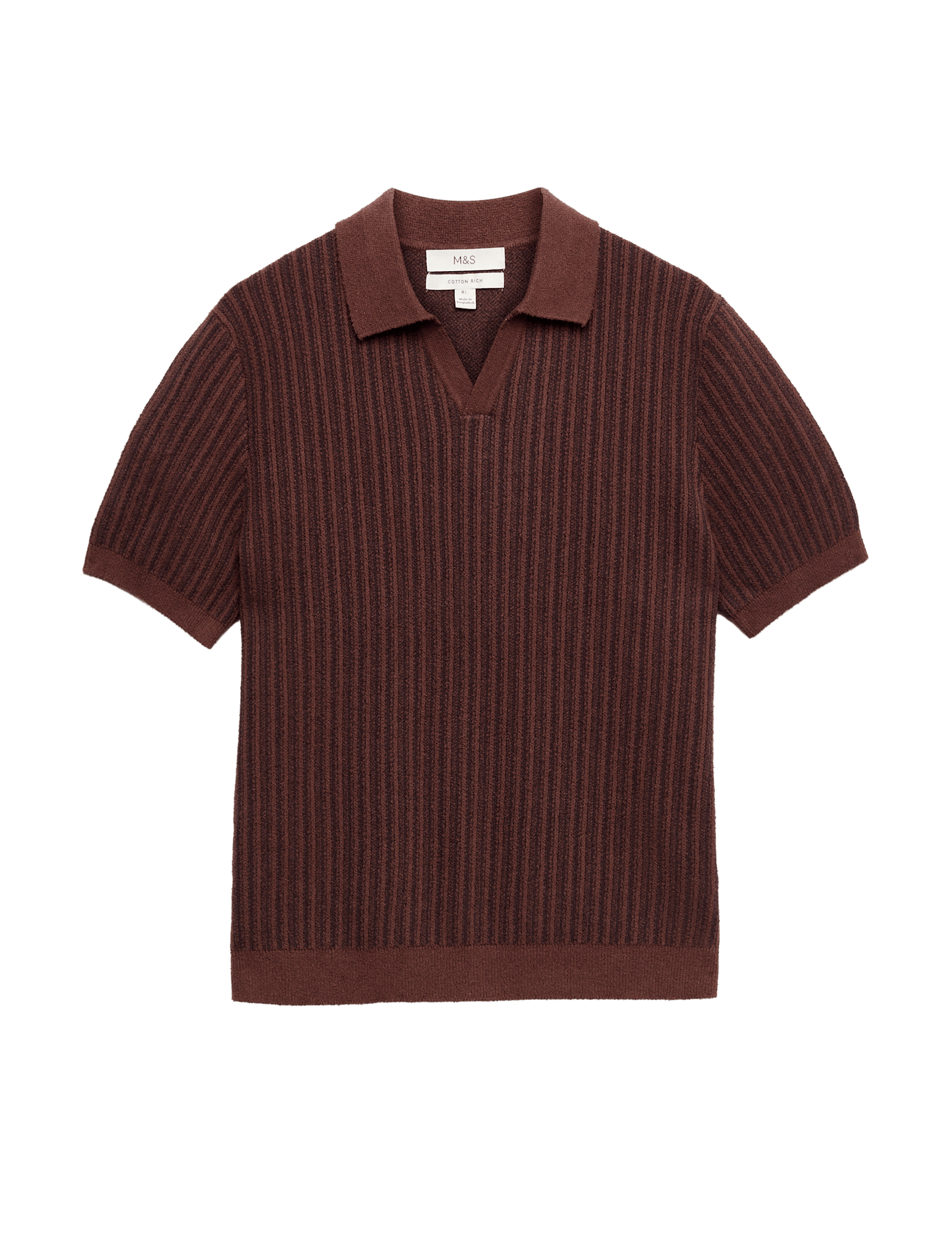 Boucle Striped Open Neck Knitted Polo Shirt - image 5