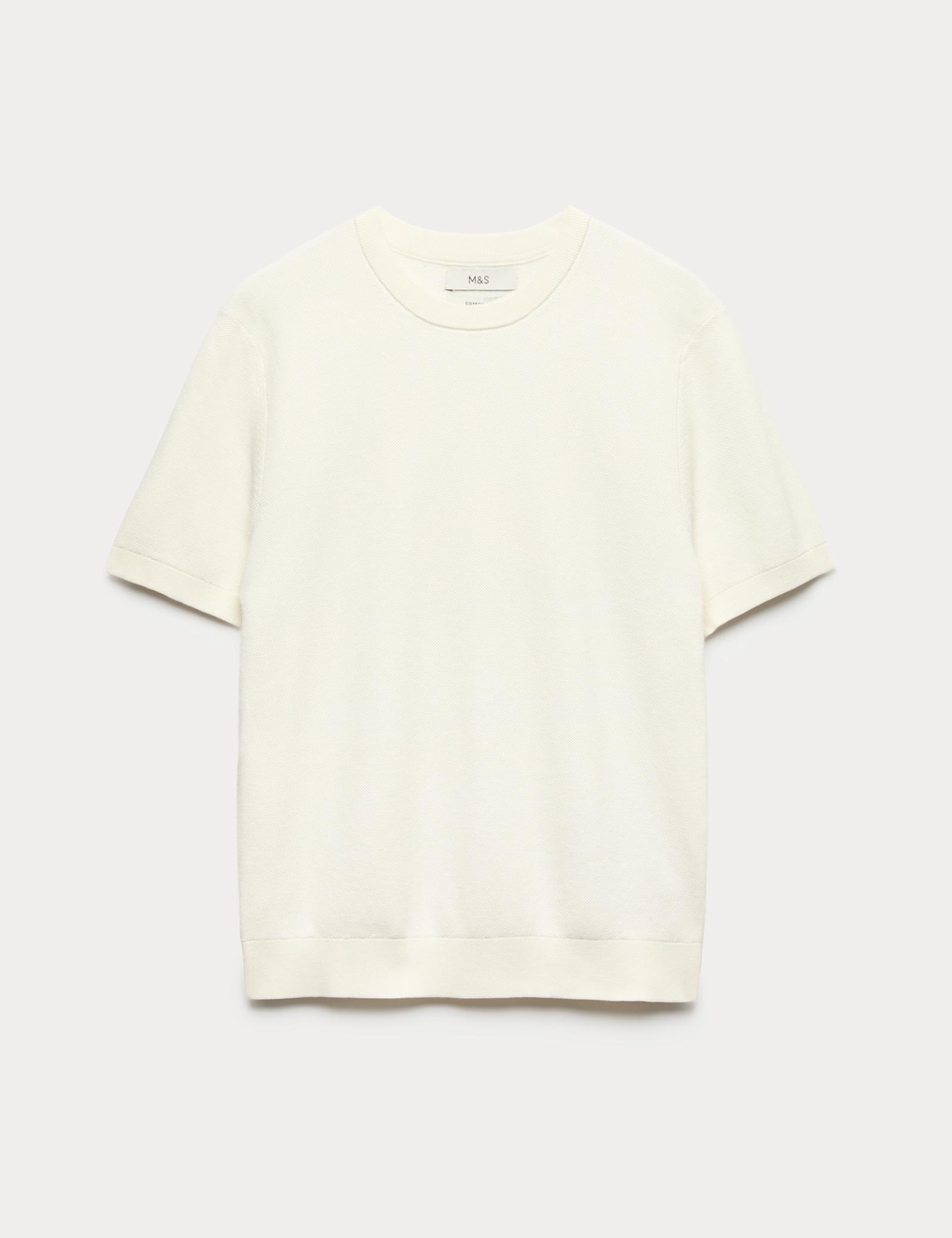 Cotton Rich Textured Knitted T-Shirt - image 1