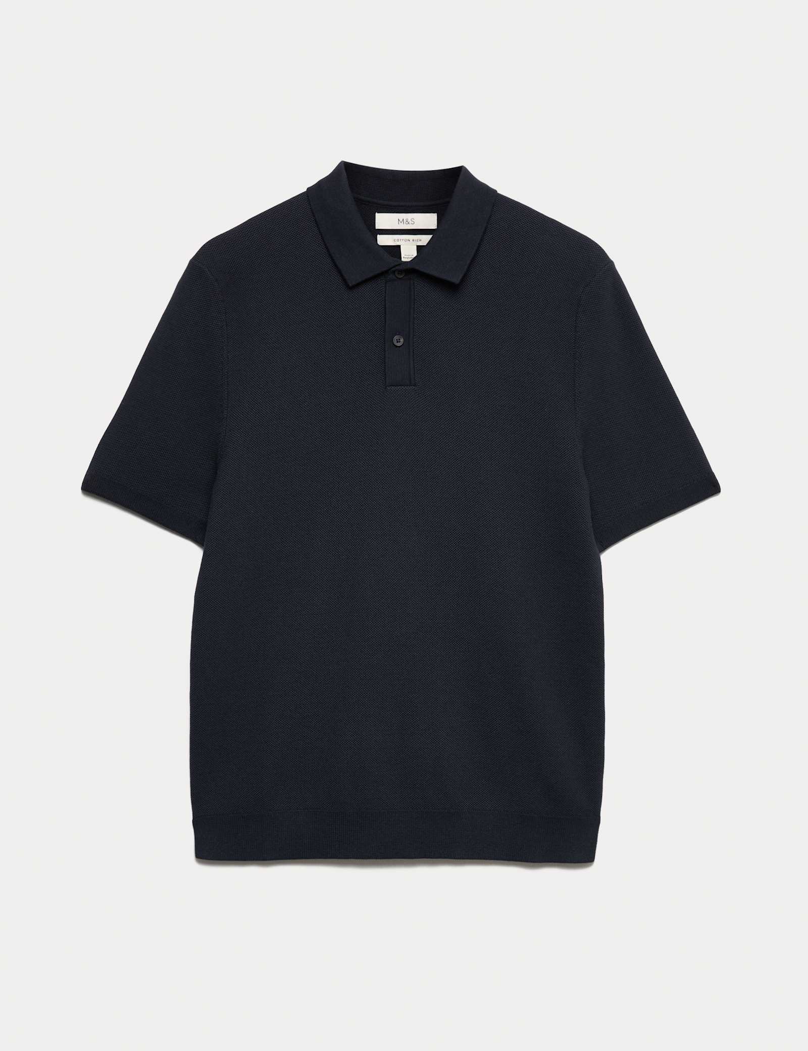 Cotton Rich Slim Fit Knitted Polo Shirt - image 2