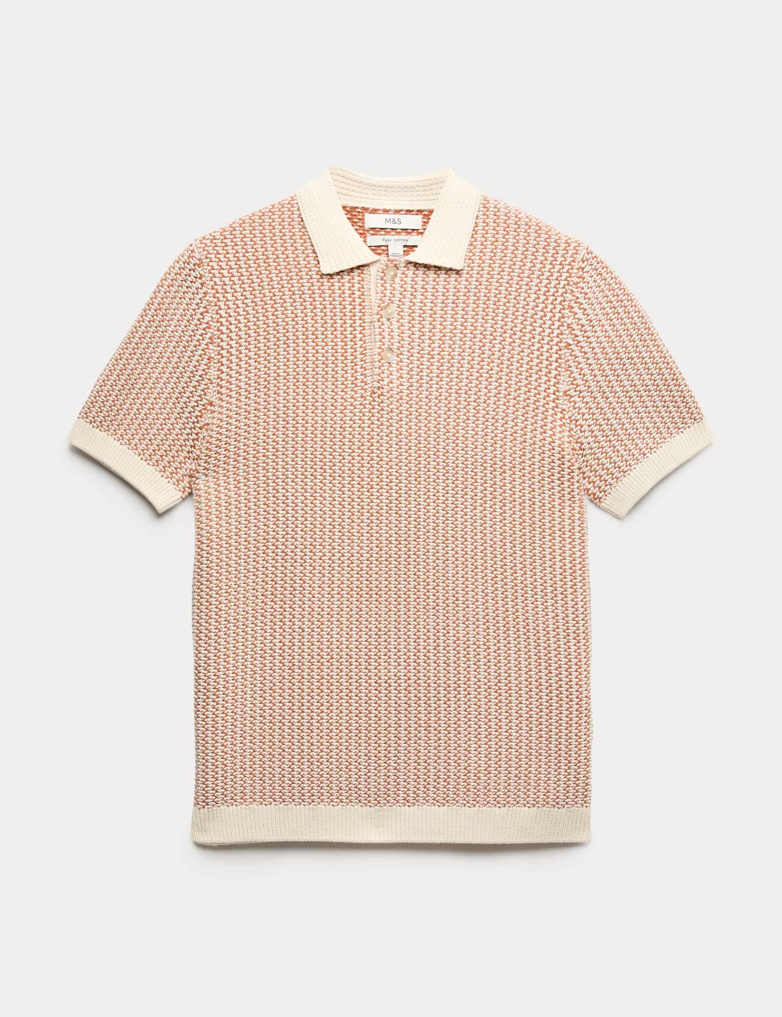 Pure Cotton Textured Knitted Polo Shirt - image 2
