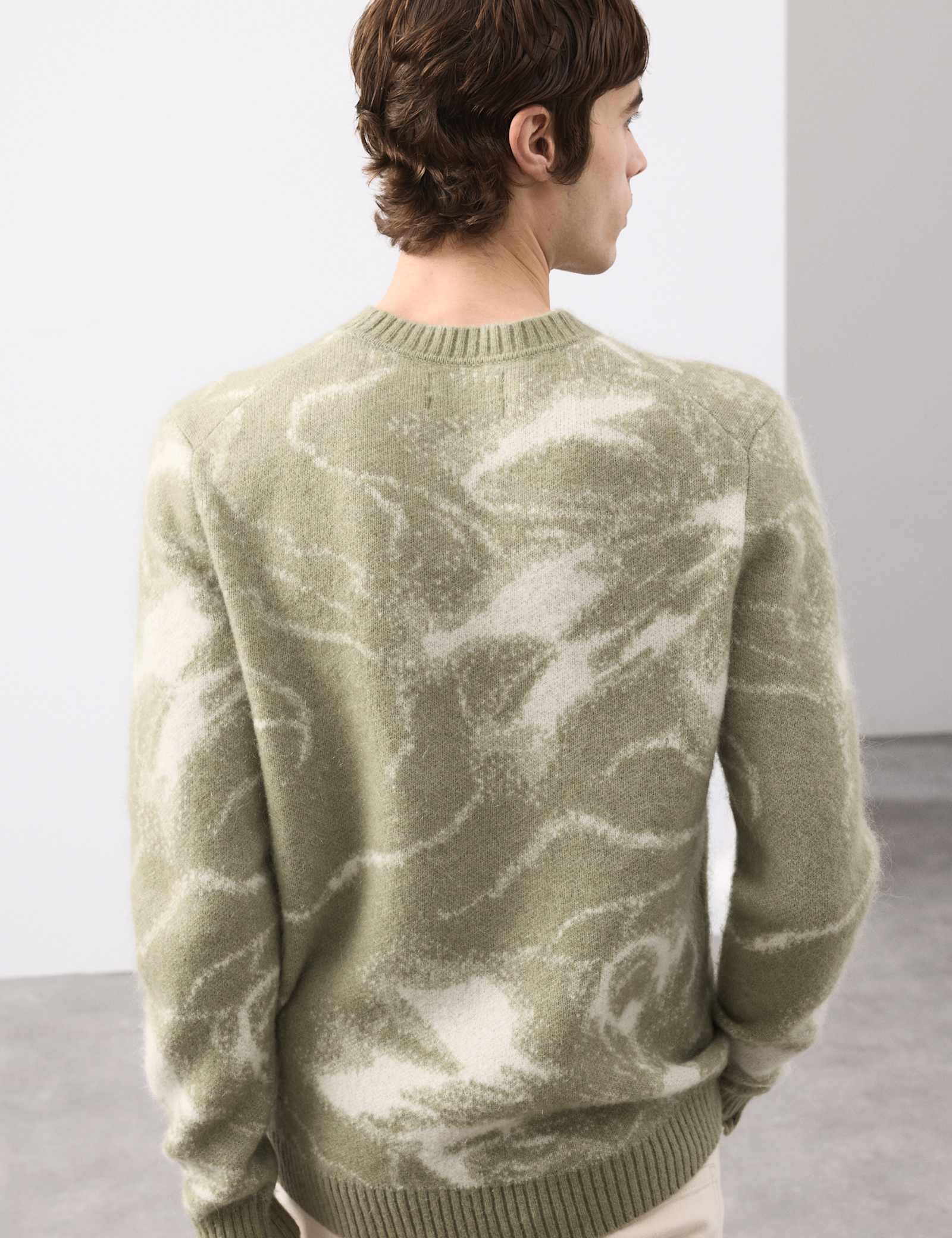 Merino Mohair Blend Pattern Crew Neck Jumper - image 5