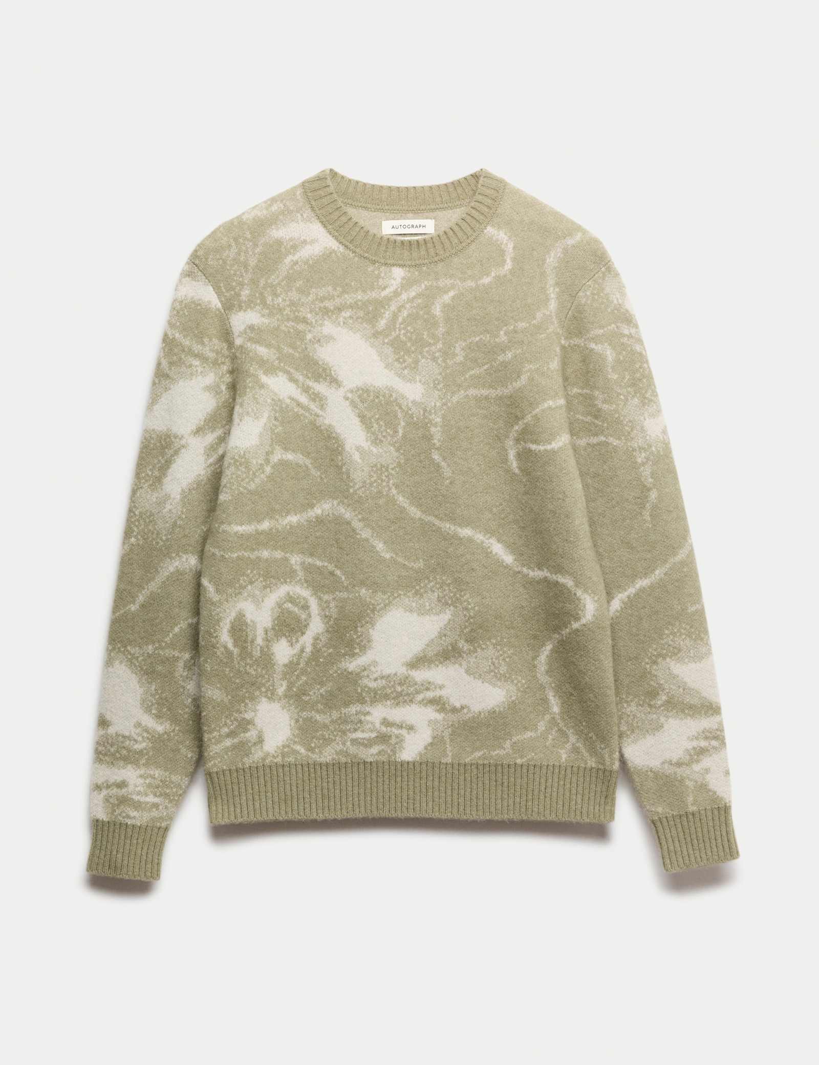 Merino Mohair Blend Pattern Crew Neck Jumper - image 1