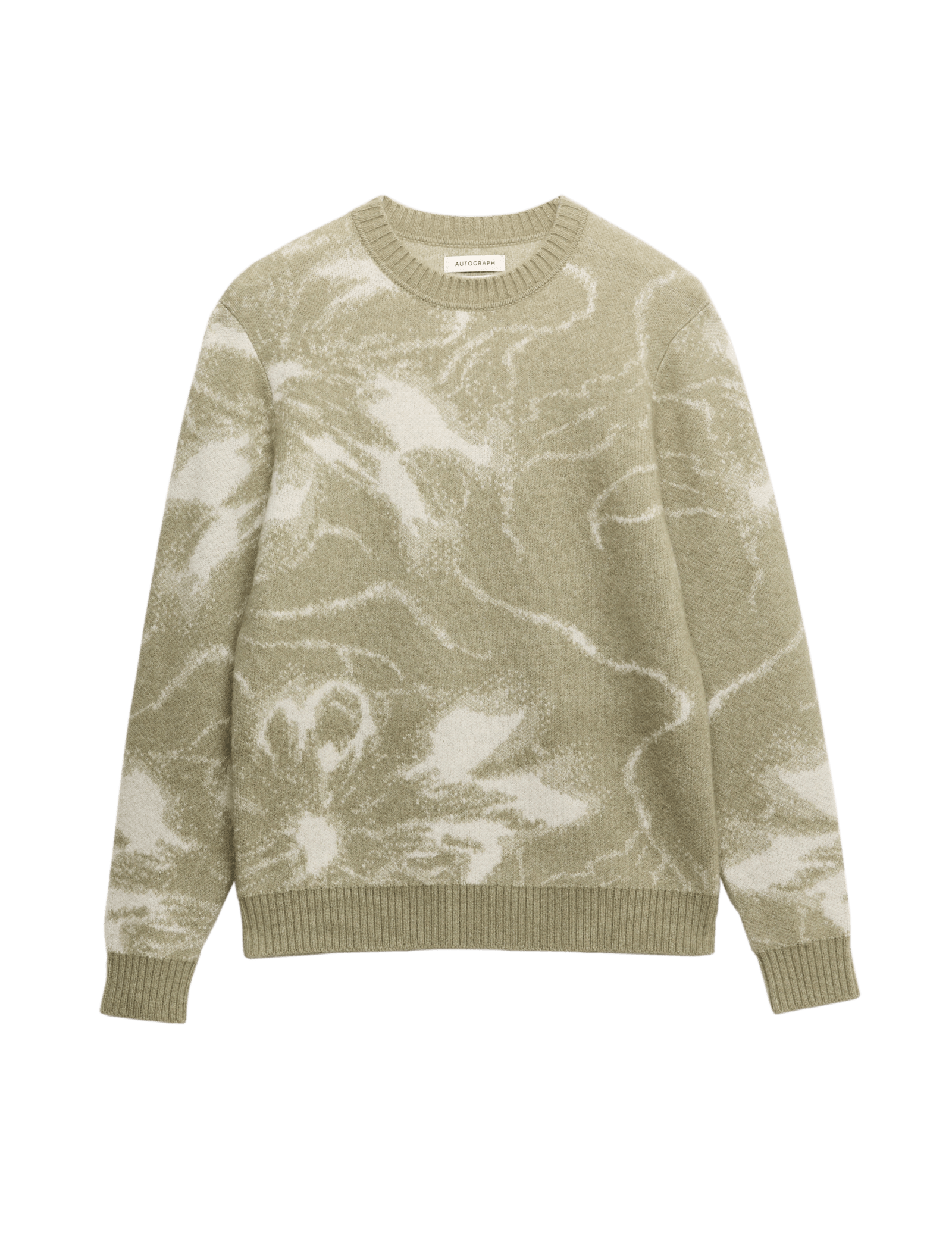 Merino Mohair Blend Pattern Crew Neck Jumper - image 3