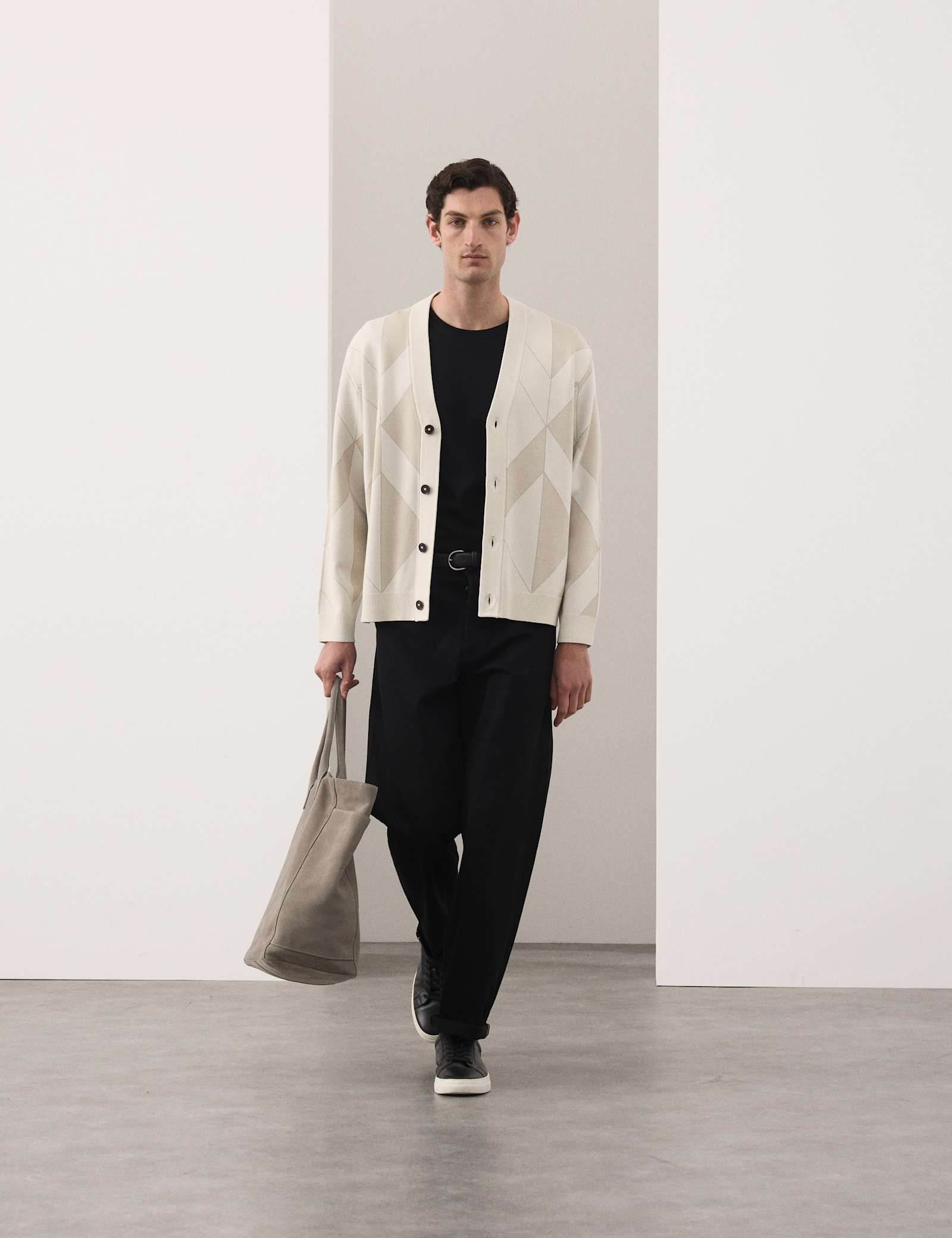Milano-Knit V-Neck Jacquard Cardigan - image 4