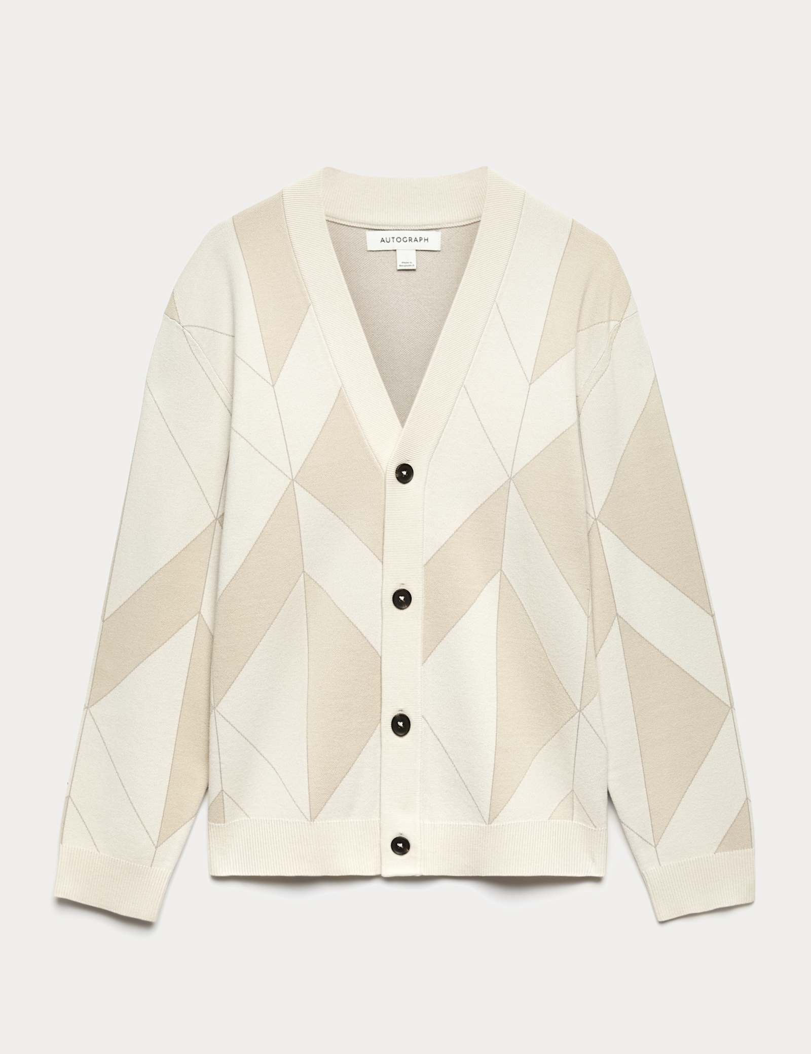 Milano-Knit V-Neck Jacquard Cardigan - image 1