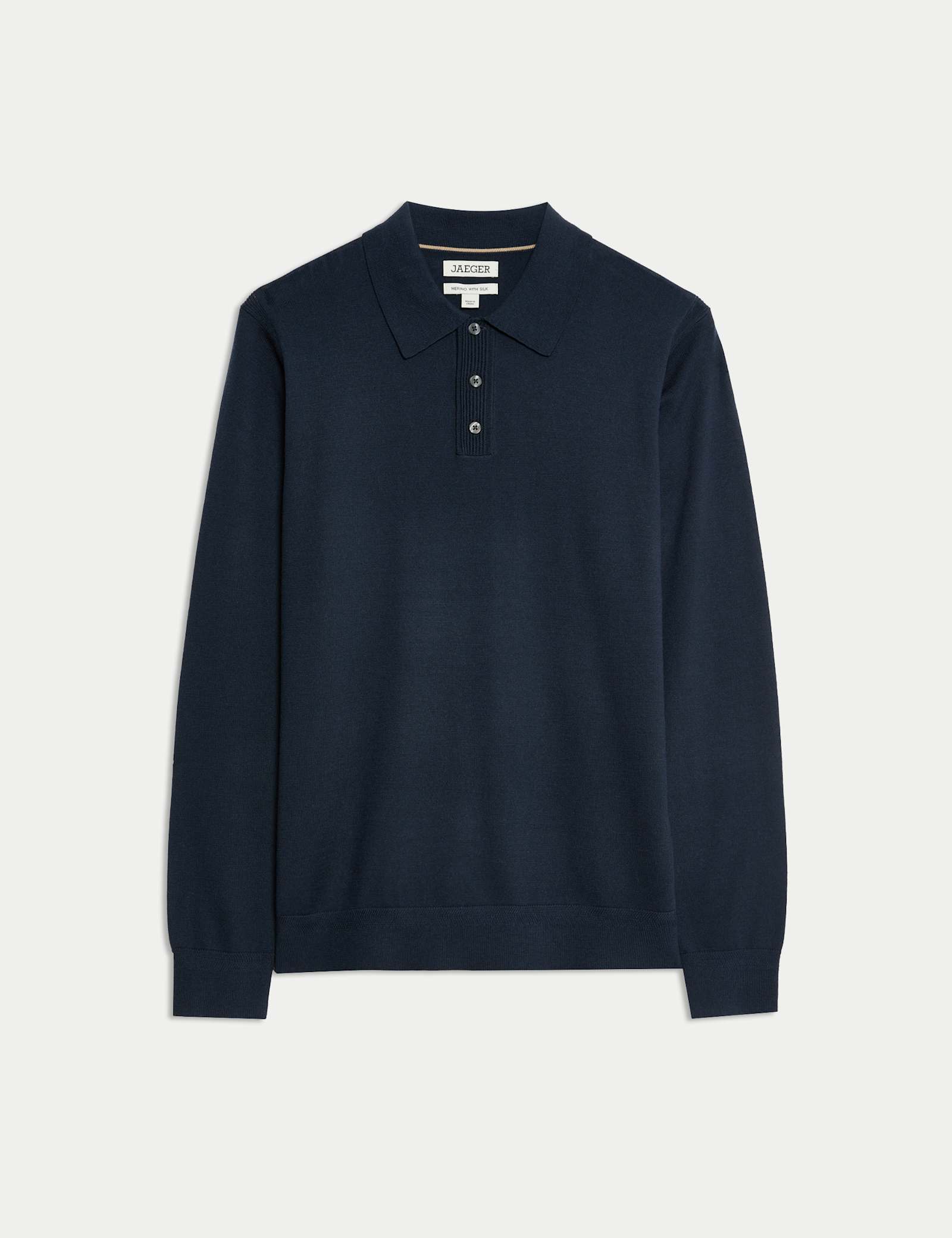 Merino Wool with Silk Knitted Polo Shirt - image 3