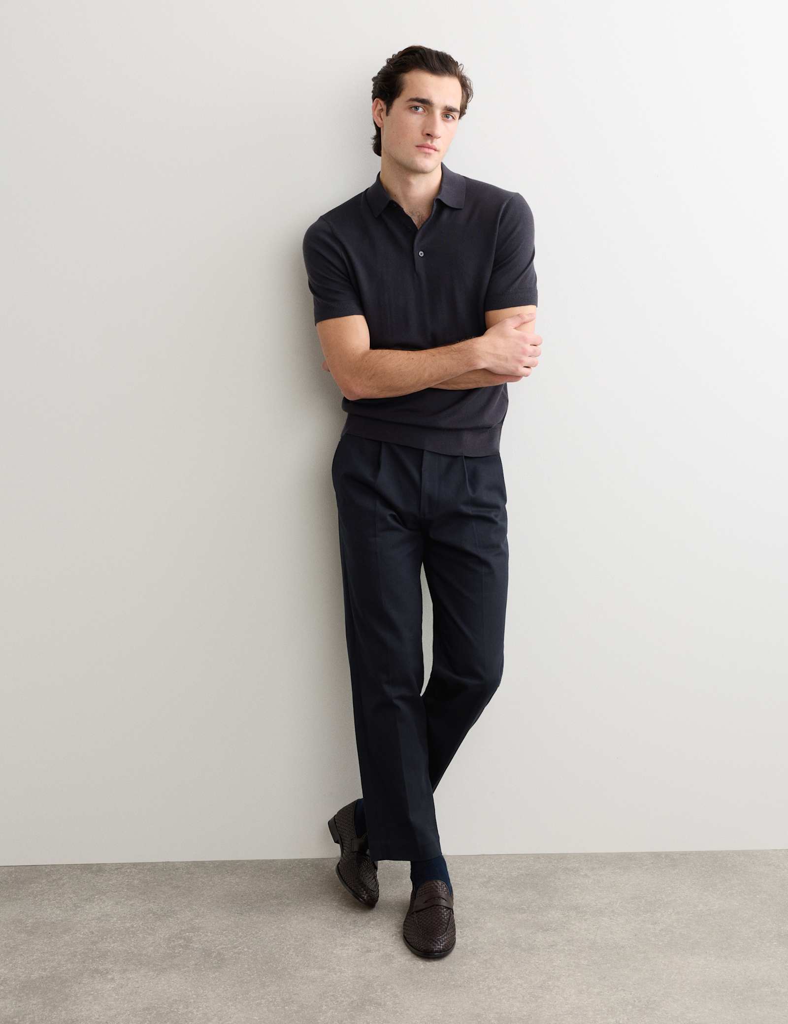 Merino Wool with Silk Knitted Polo Shirt - image 4