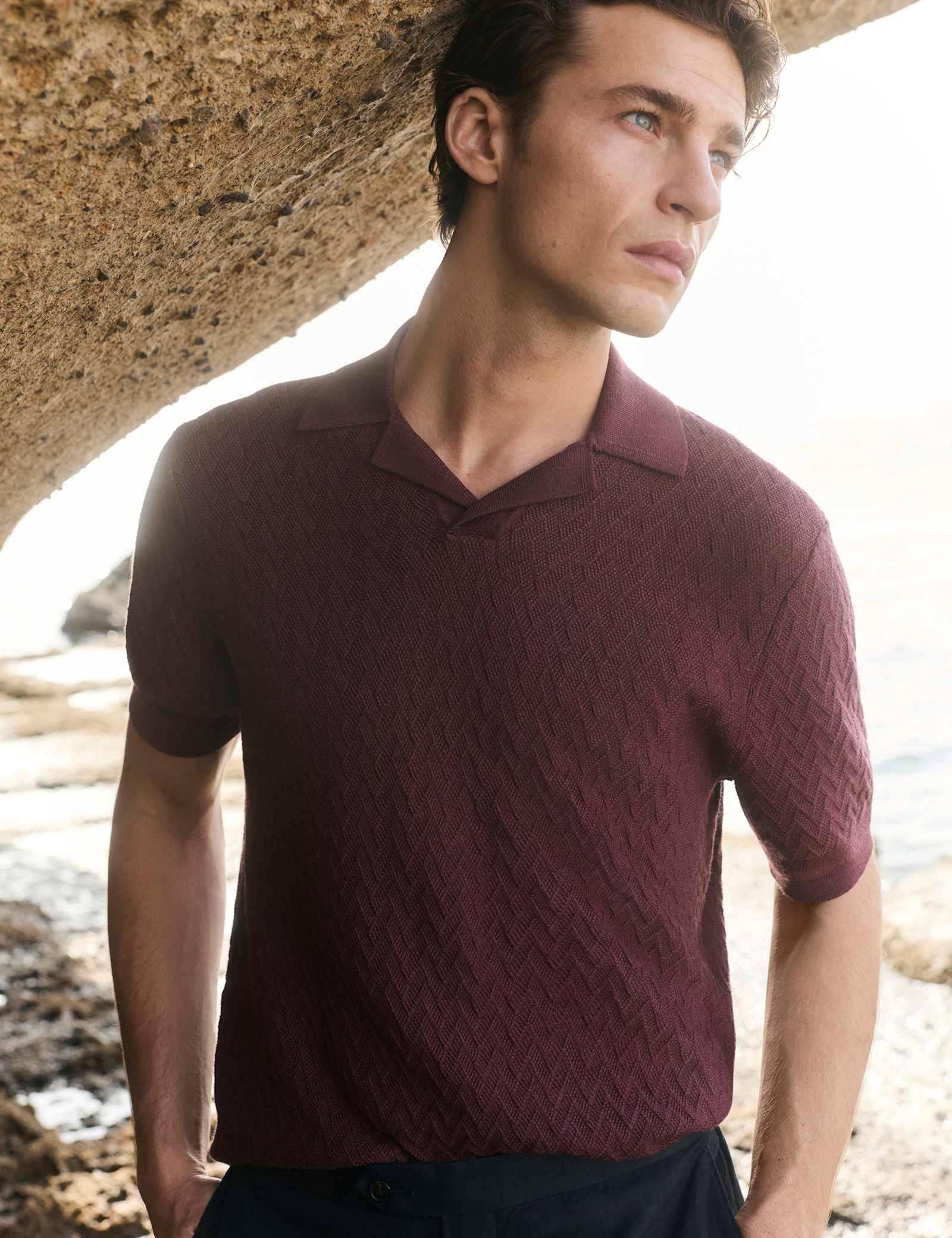 Merino Wool with Silk Knitted Polo Shirt - image 4