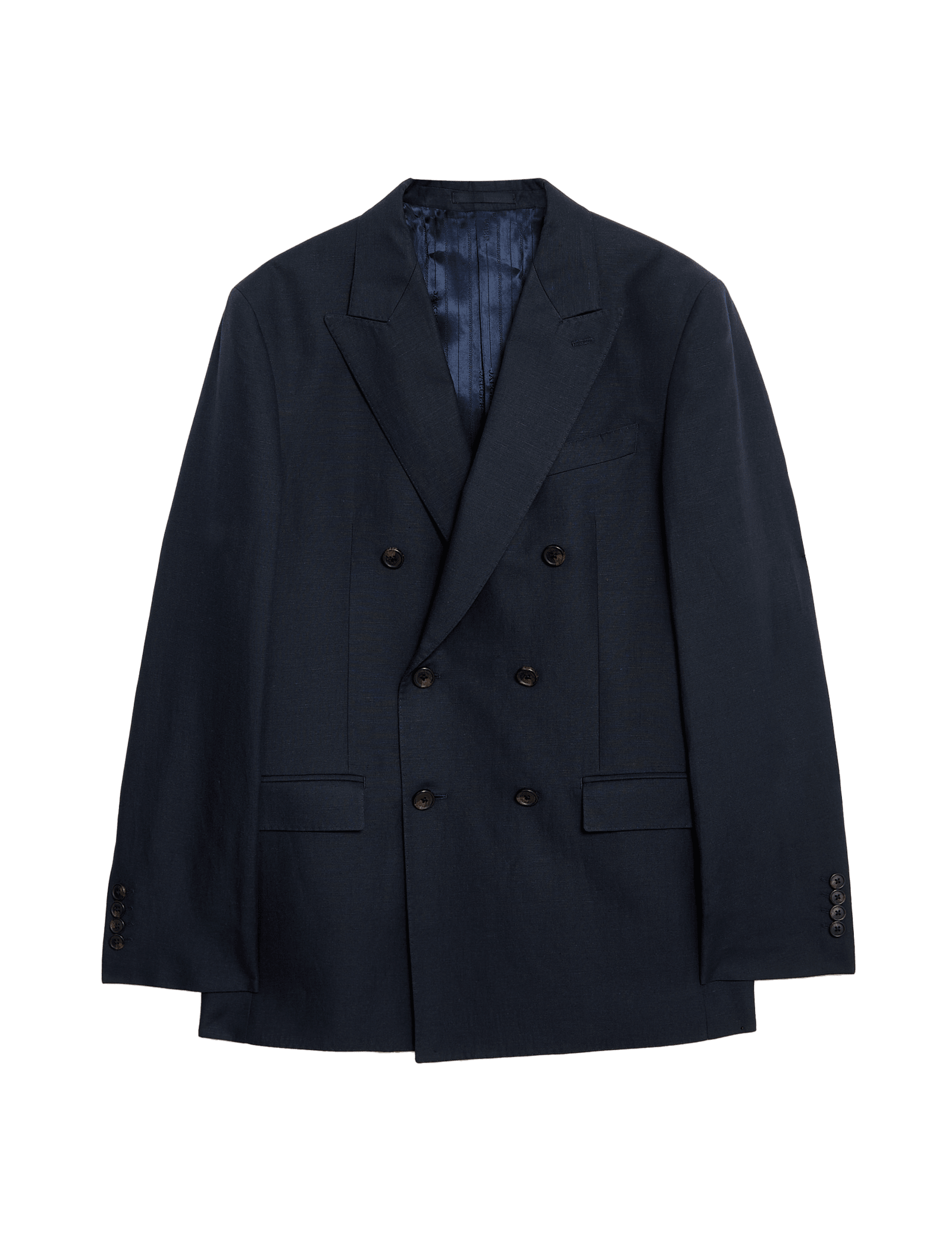Tailored Fit Silk & Linen Blend Double Breasted Suit Jacket - image 2