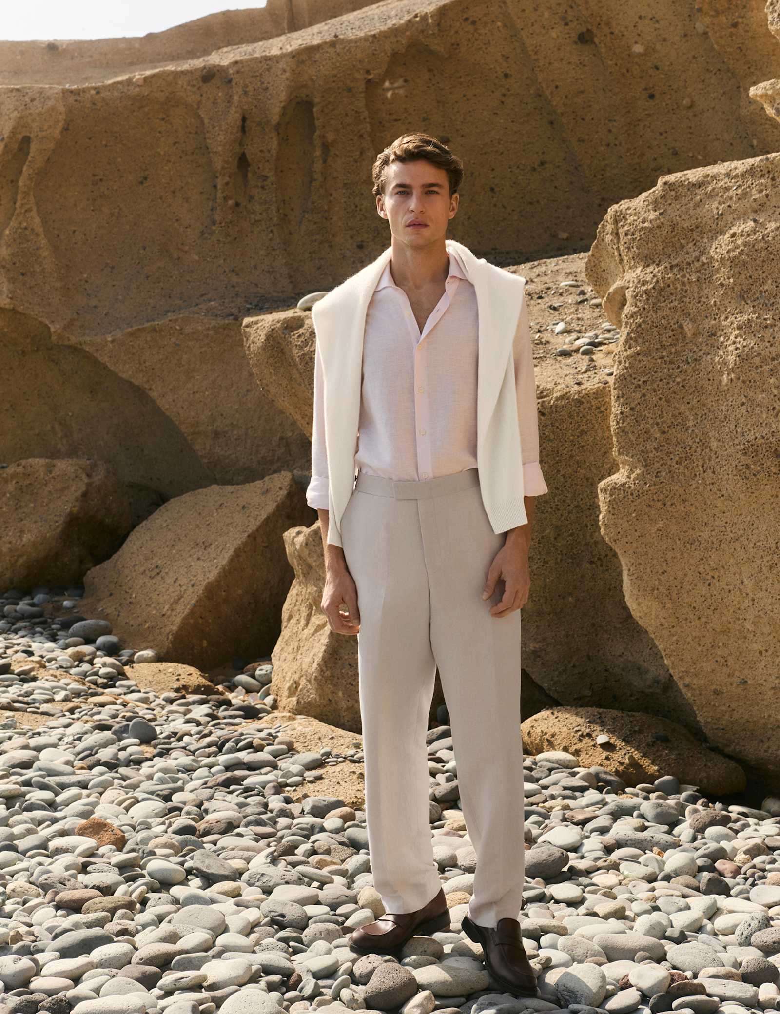 Tailored Fit Italian Silk & Linen Suit Trousers - image 3