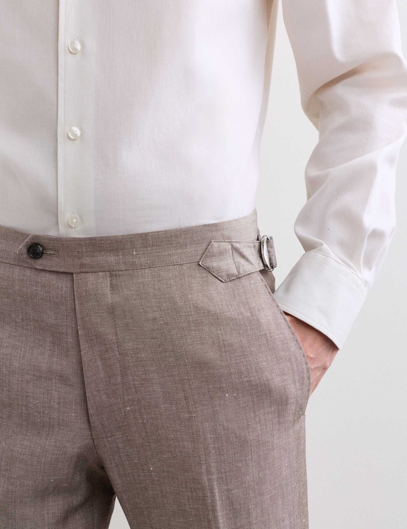 Tailored Fit Italian Wool Linen Blend Suit Trousers - image 5